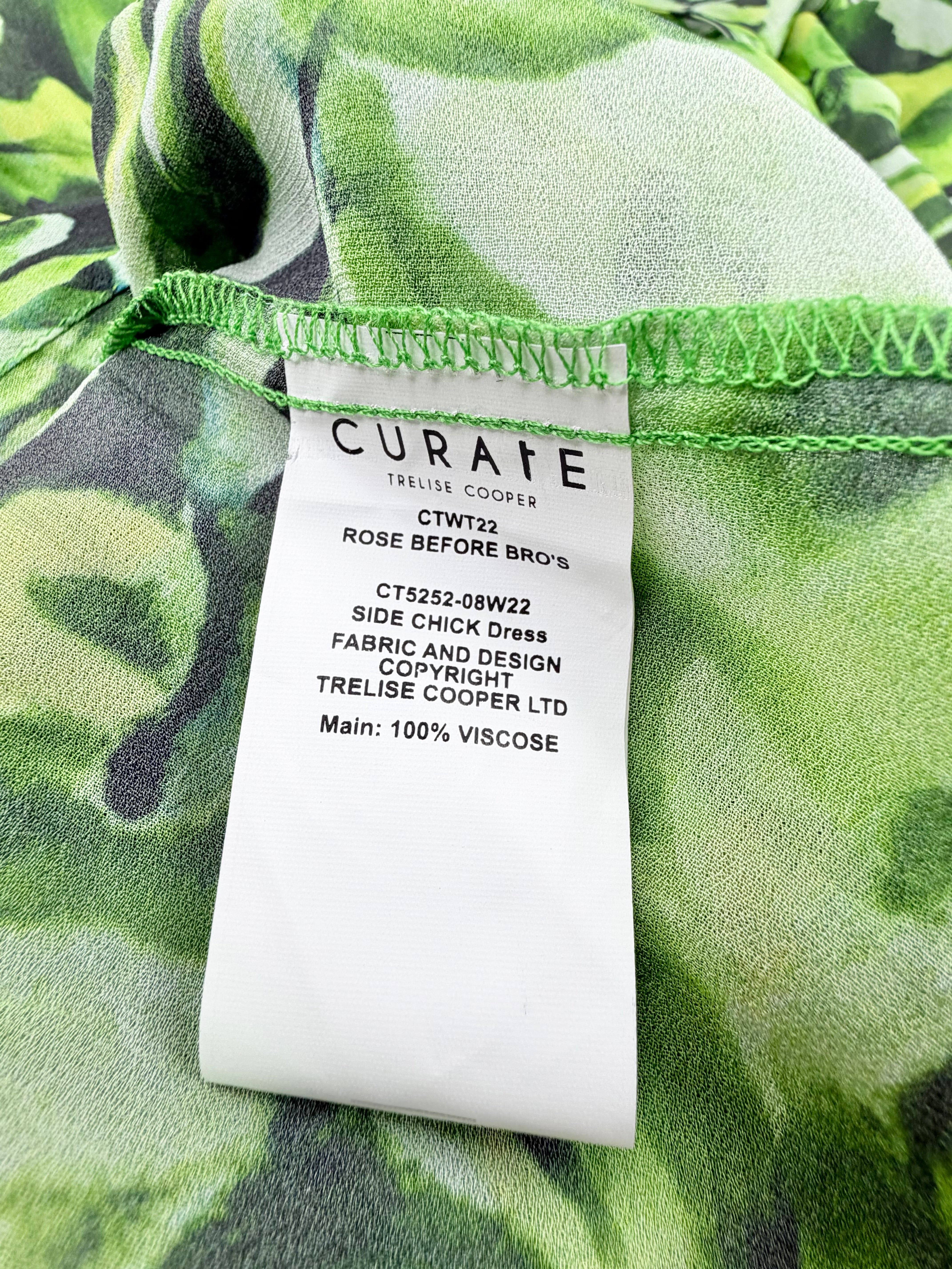 Trelise Cooper Apple Green Rose before Bros 'Side Chick' Dress - AU16/18