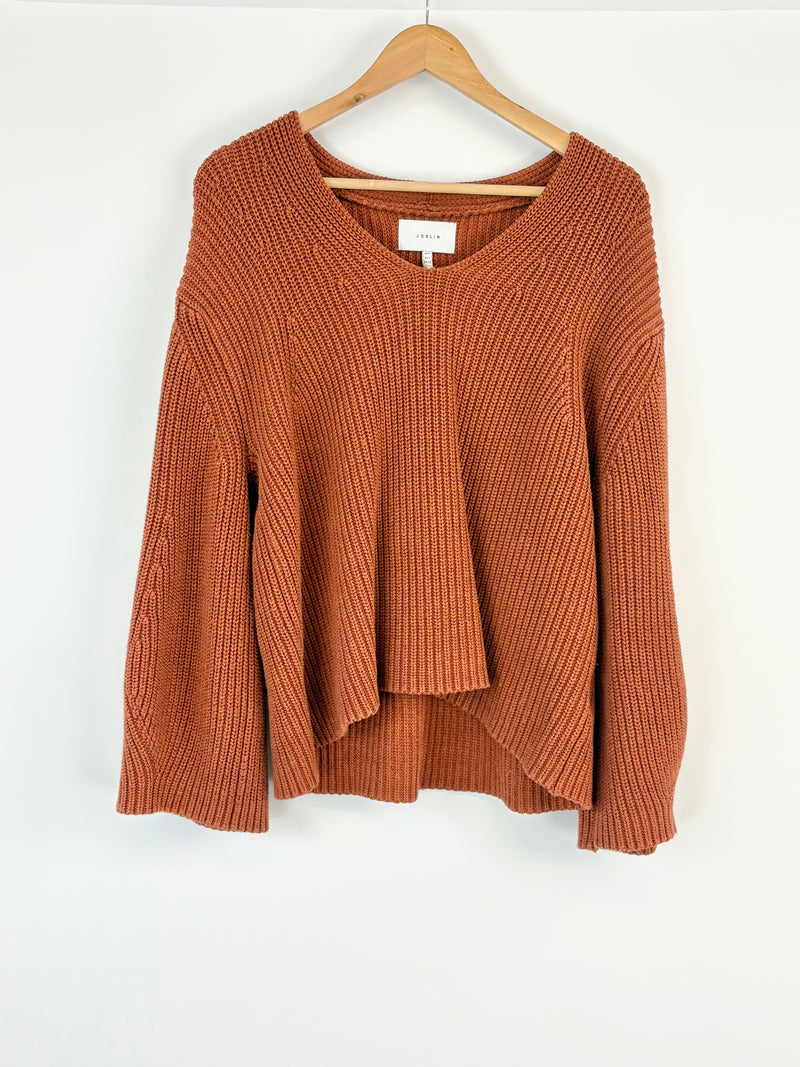 Joslin Rust Micro-Cable Knit Relaxed Sweater - AU6/8