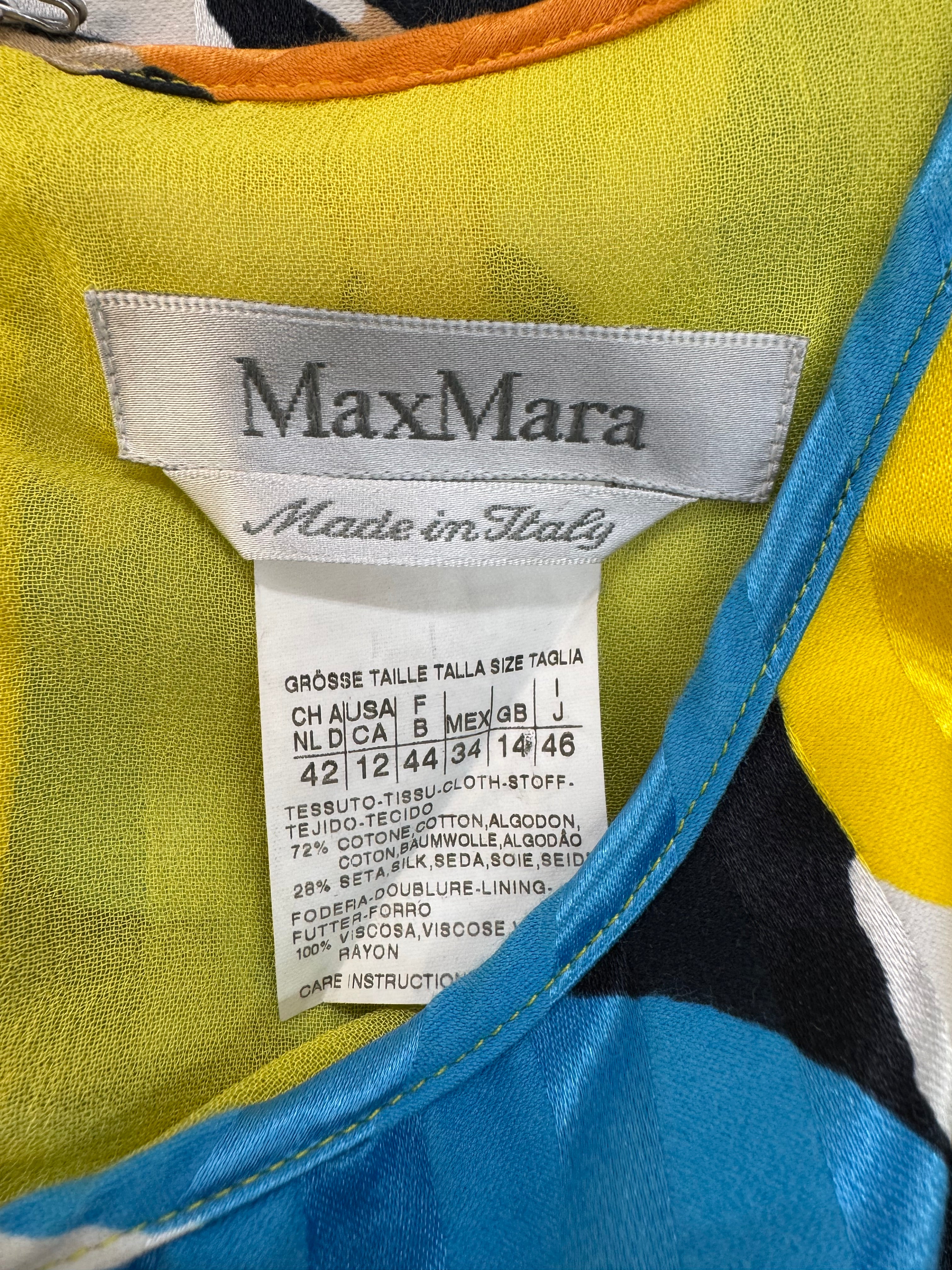 Max Mara Flower Patterned Sleeveless Cotton & Silk Summer Dress - AU14
