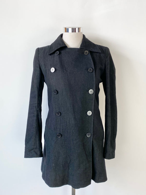 Vintage Scanlan Theodore Grey Black Wool & linen  Double Breasted Coat - AU12