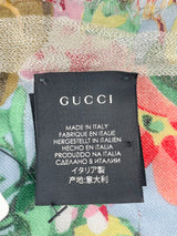 Gucci Sky Blue Floral Wool-Blend Scarf