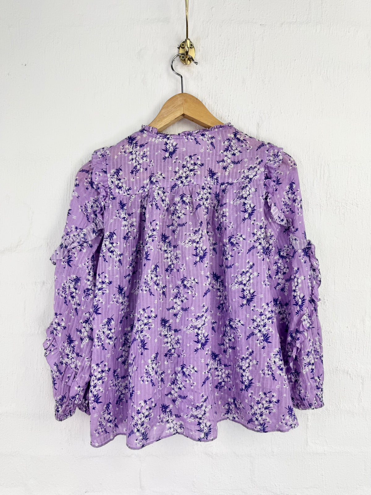 Ulla Johnson Lavendar Foral Patterned 'Ida' Silk & Cotton Blouse - AU10