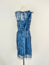 Vintage Scanlan Theodore Cobalt Blue Fringed Midi Dress - AU8/10