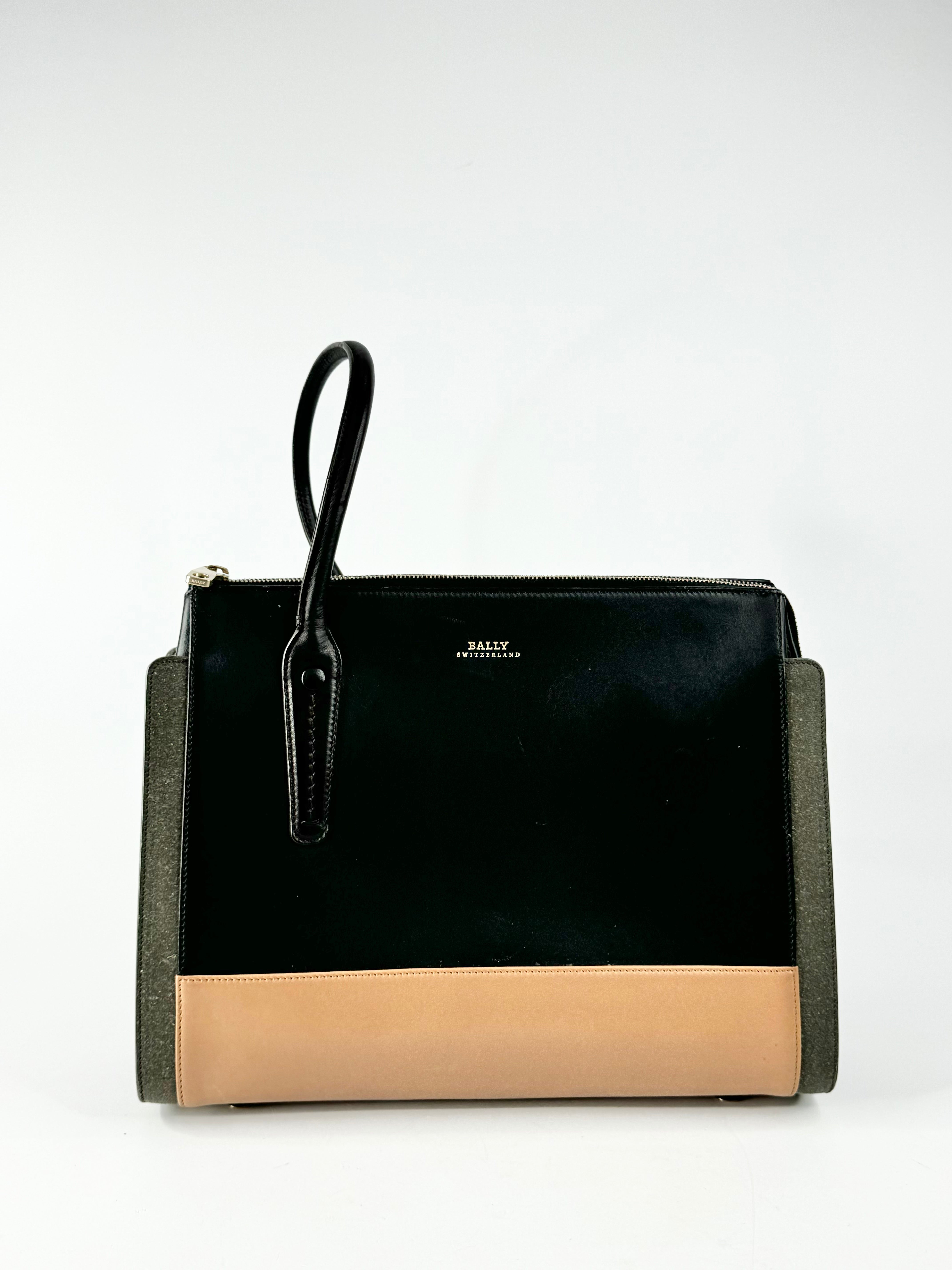 Bally Black Grey & Tan Tricolour Tote Bag