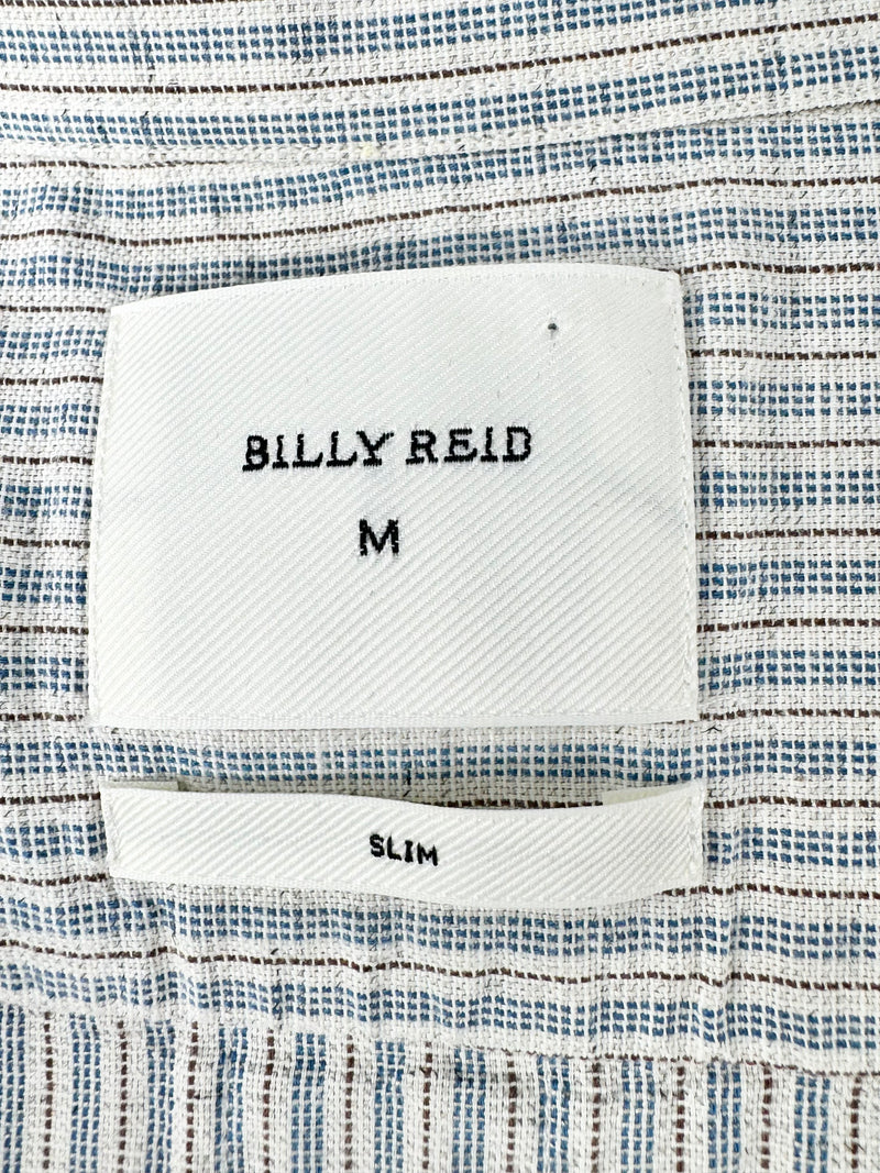 Billy Reid Striped Cotton Button Up T-Shirt - M