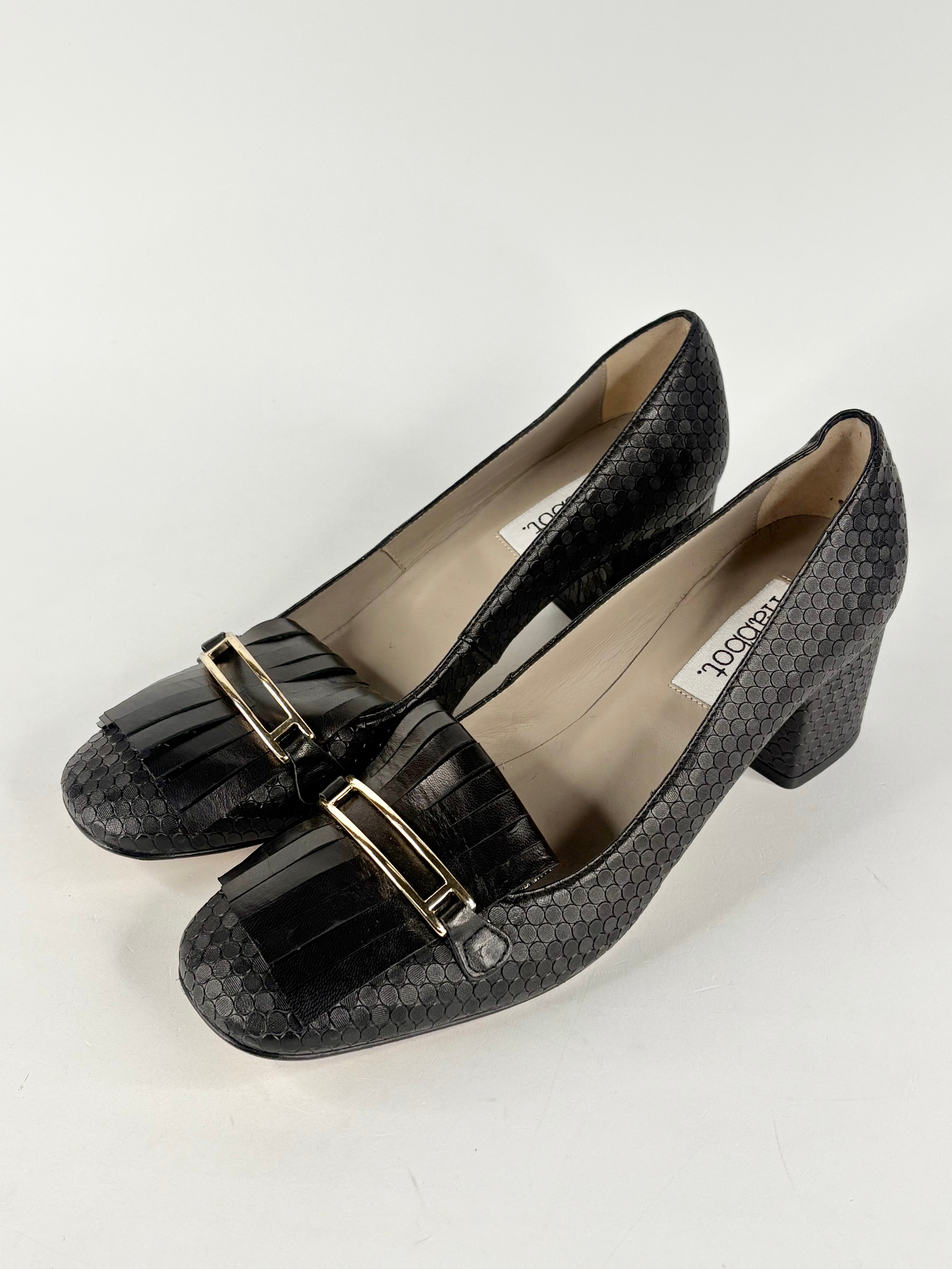 Habbot Black Leather Scaly Loafer-Pumps - EU40