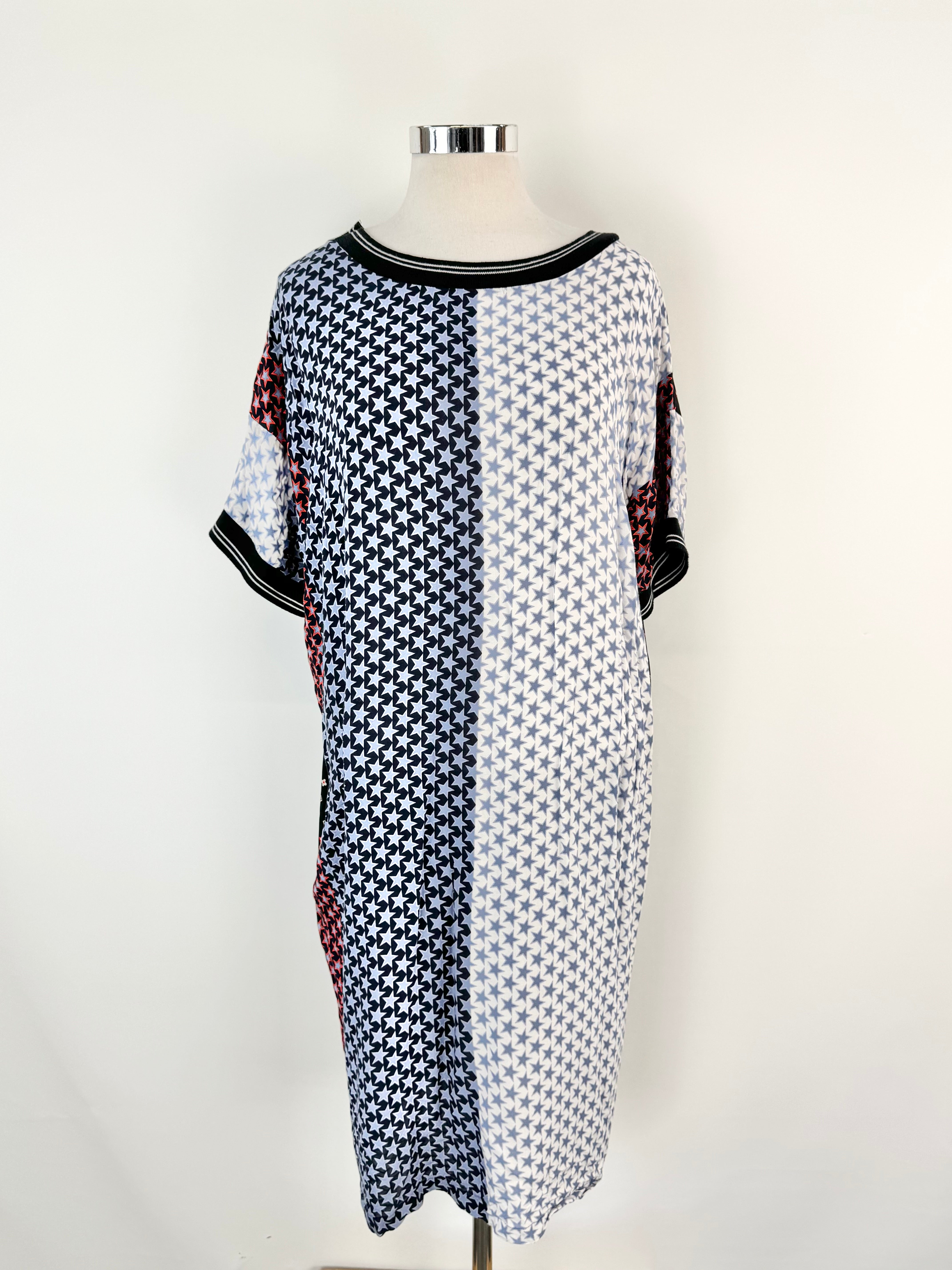 Zambesi 'Fame' Blue Red & Black Star Patterned Dress - AU12/14