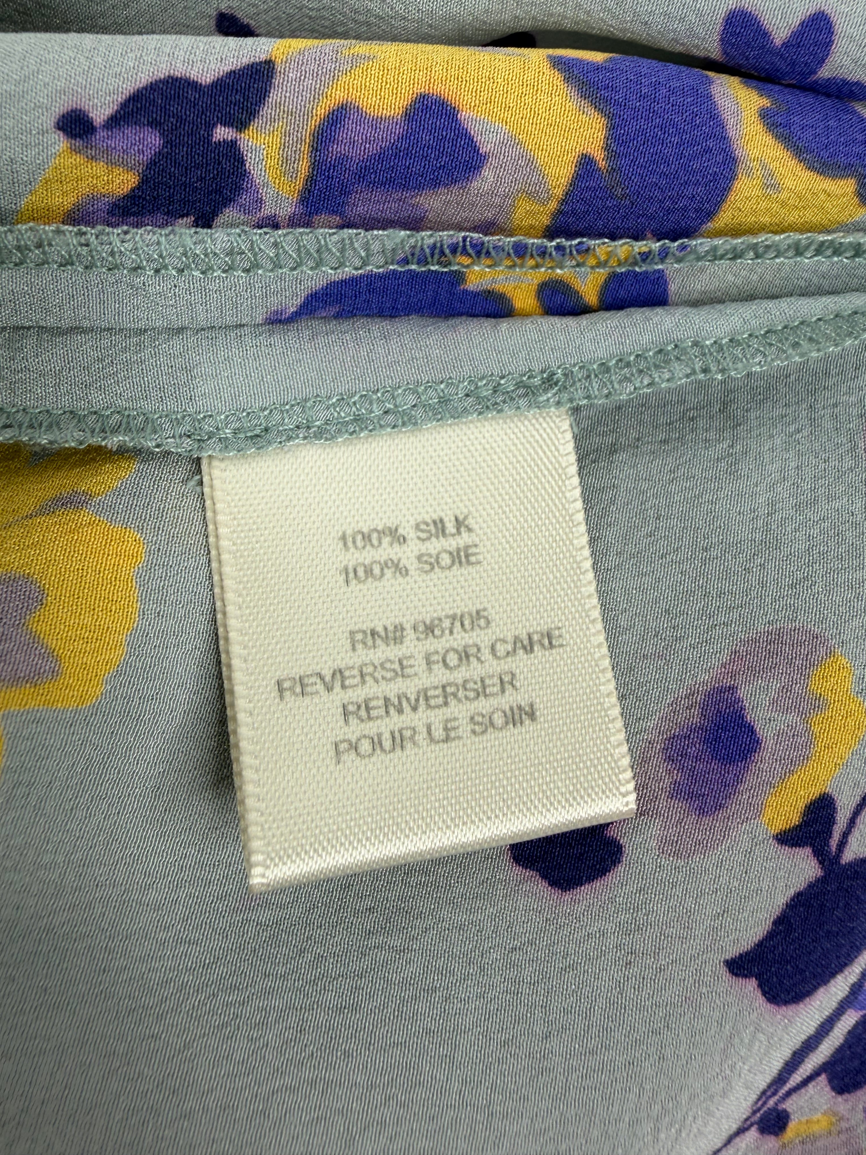 Rebecca Thompson Grey Silk Violet & Yellow Floral Patterned Maxi Dress - AU8/10