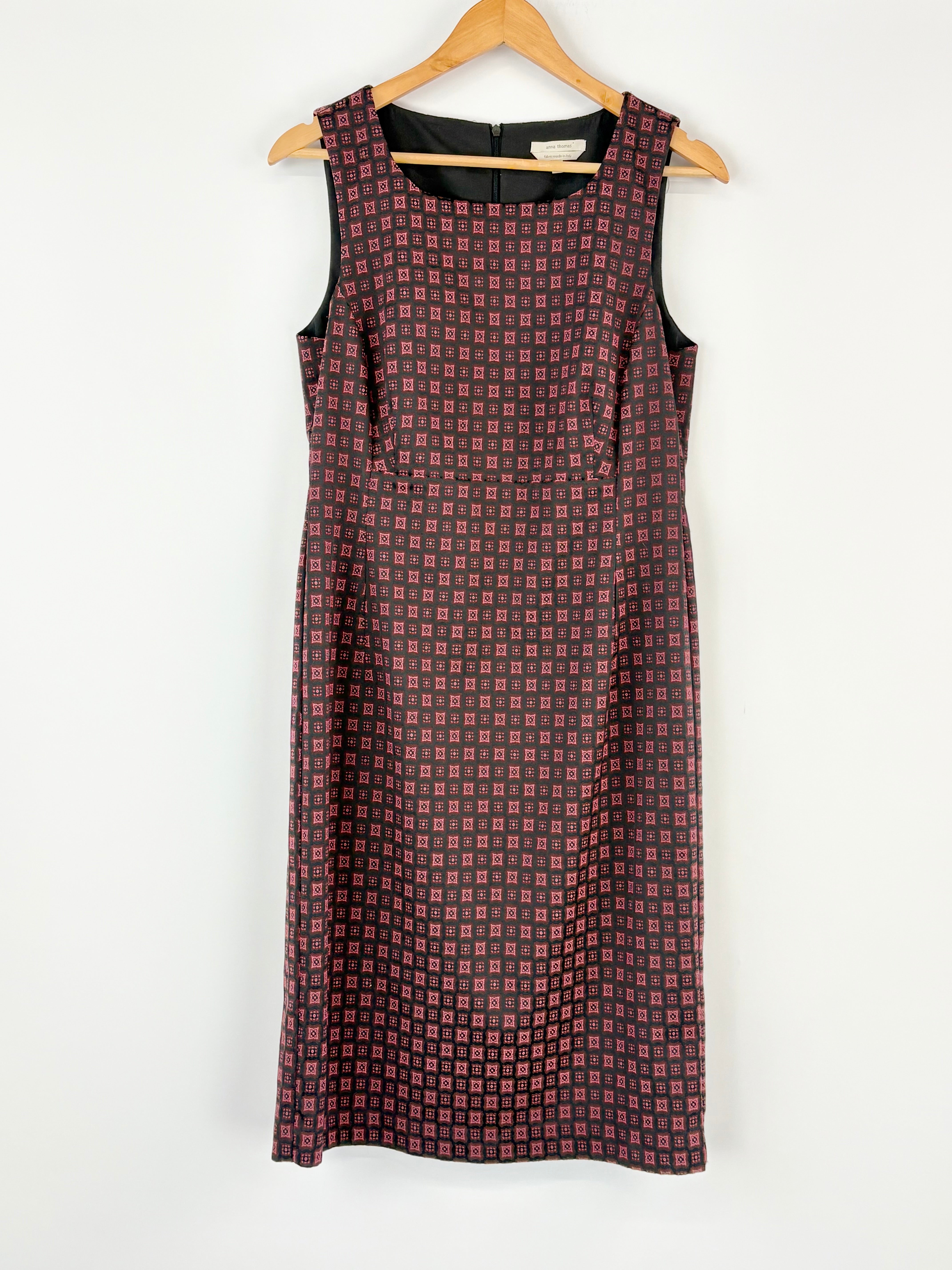 Anna Thomas Maroon Patterned Sleeveless Midi Dress - AU14