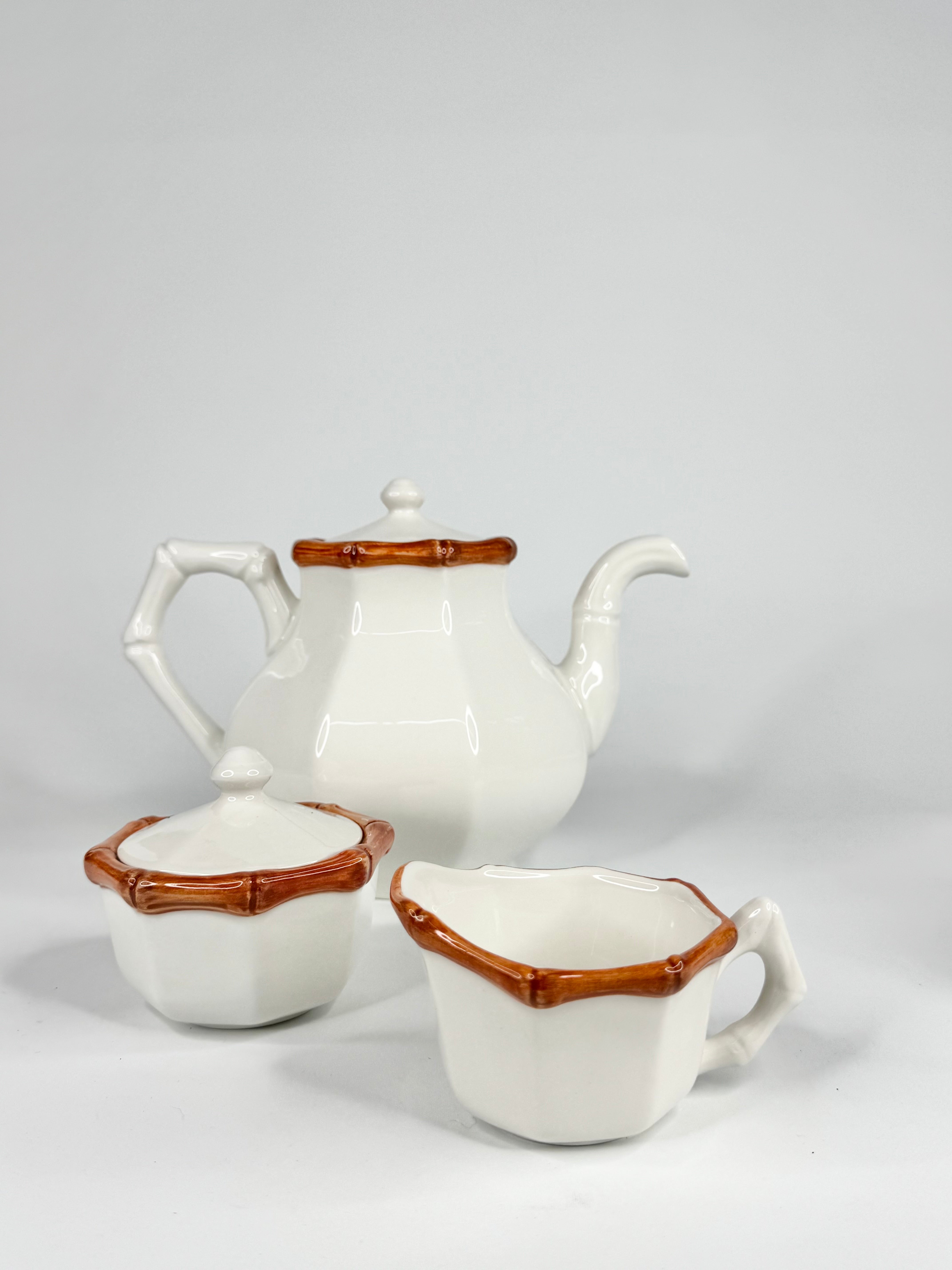 Este Ceramiche for Moda Domus Italian Made Bamboo Pattern Tea Set