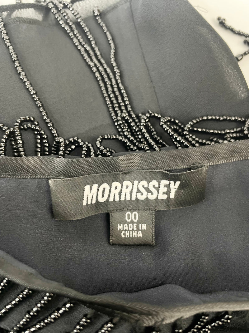 Morrisey Black Glass Beaded Tiered Mini Dress - AU2/6