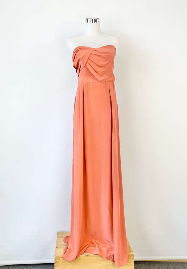 Zimmermann Strapless Silk Coral Gown - AU10