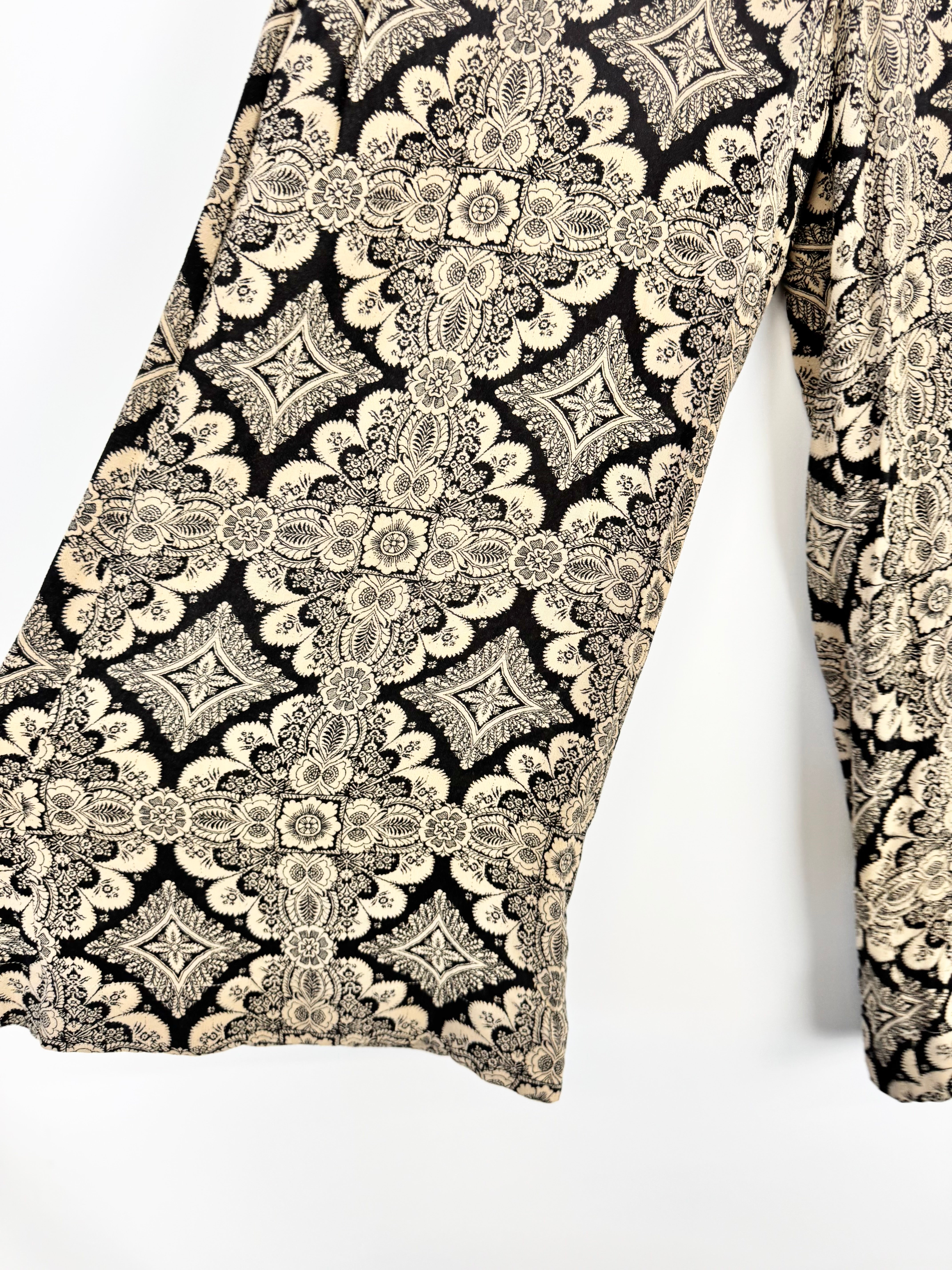 Zimmermann Black & White Floral Patterned Viscose Slacks - AU8