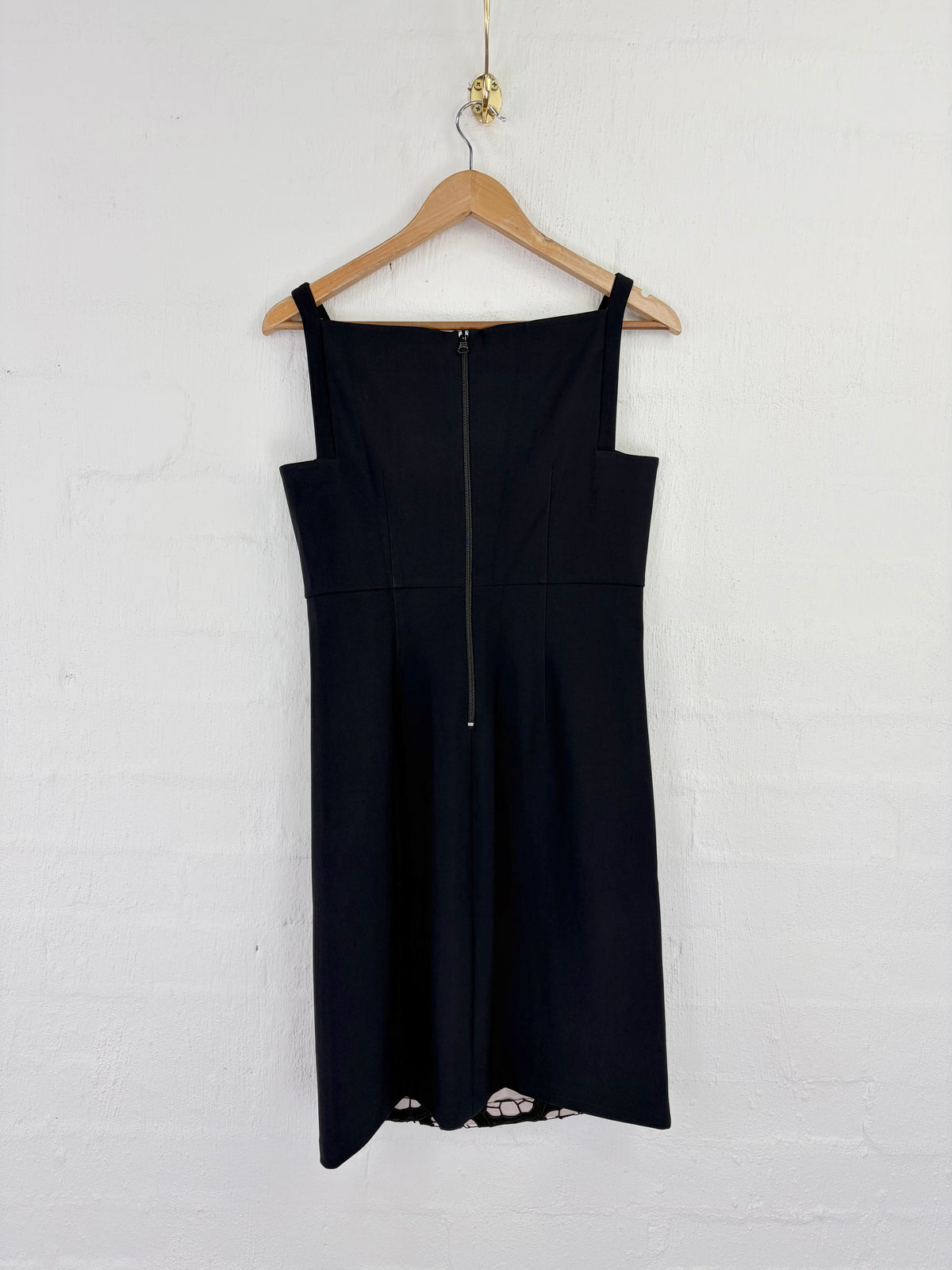 Diane von Furtenburg Black & Ivory Lace Panel Midi Dress - AU8/10