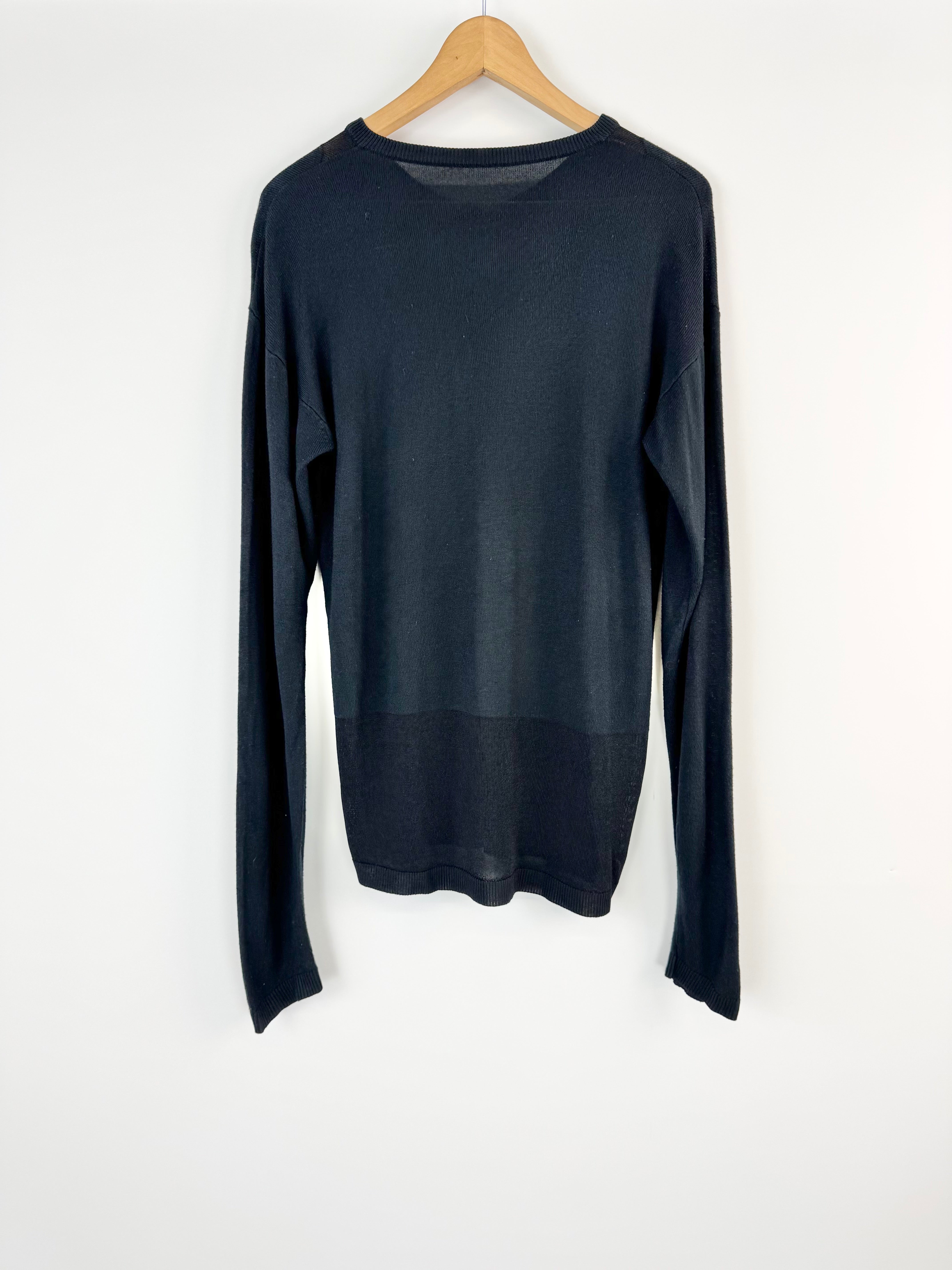 Versace Black Long Sleeve V-Neck Sweater - AU12/14