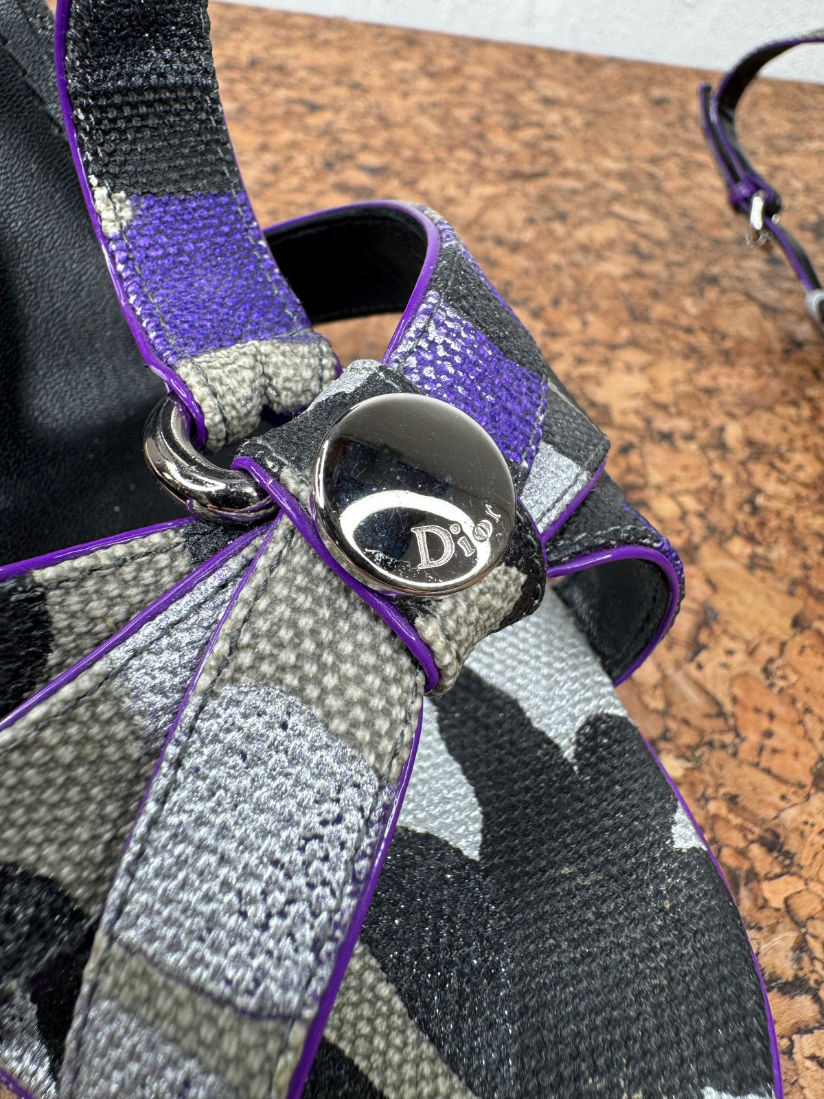 Christian Dior x Anselm Reyle Purple & Grey Strappy Platform Wedges - EU40