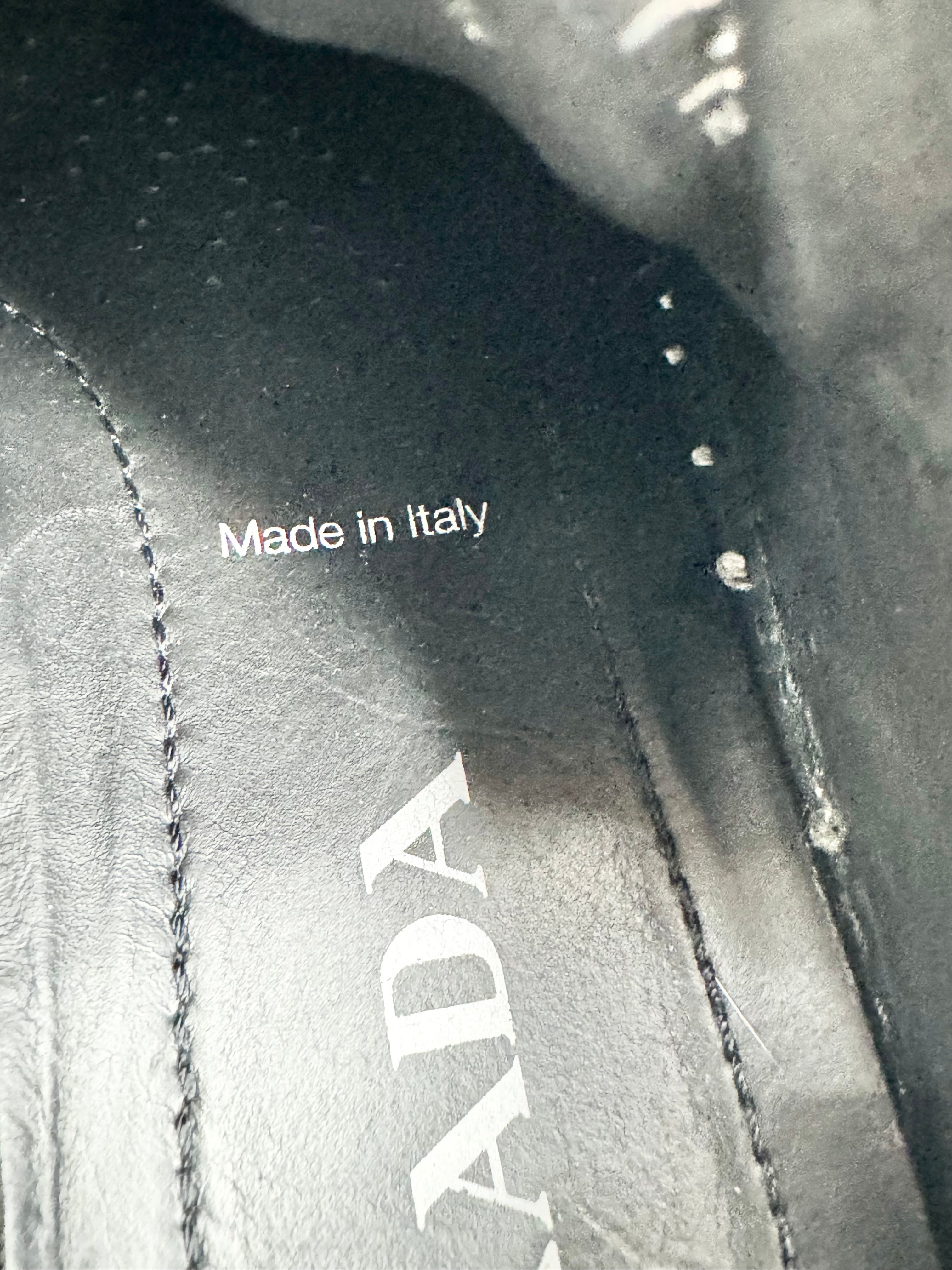 Prada Black Leather Three Strap Velcro Sneakers - EU37.5
