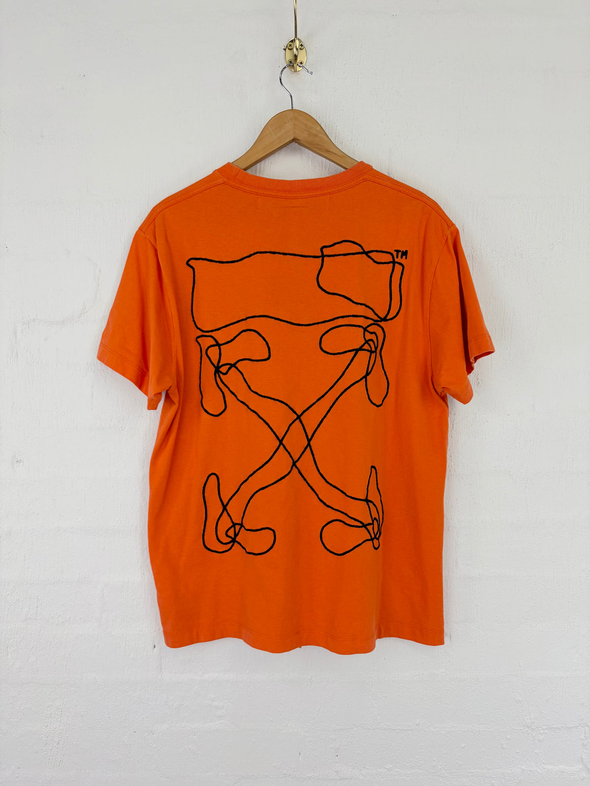 Off-White Tangerine Abstract Arrows Cotton T-Shirt - XXS