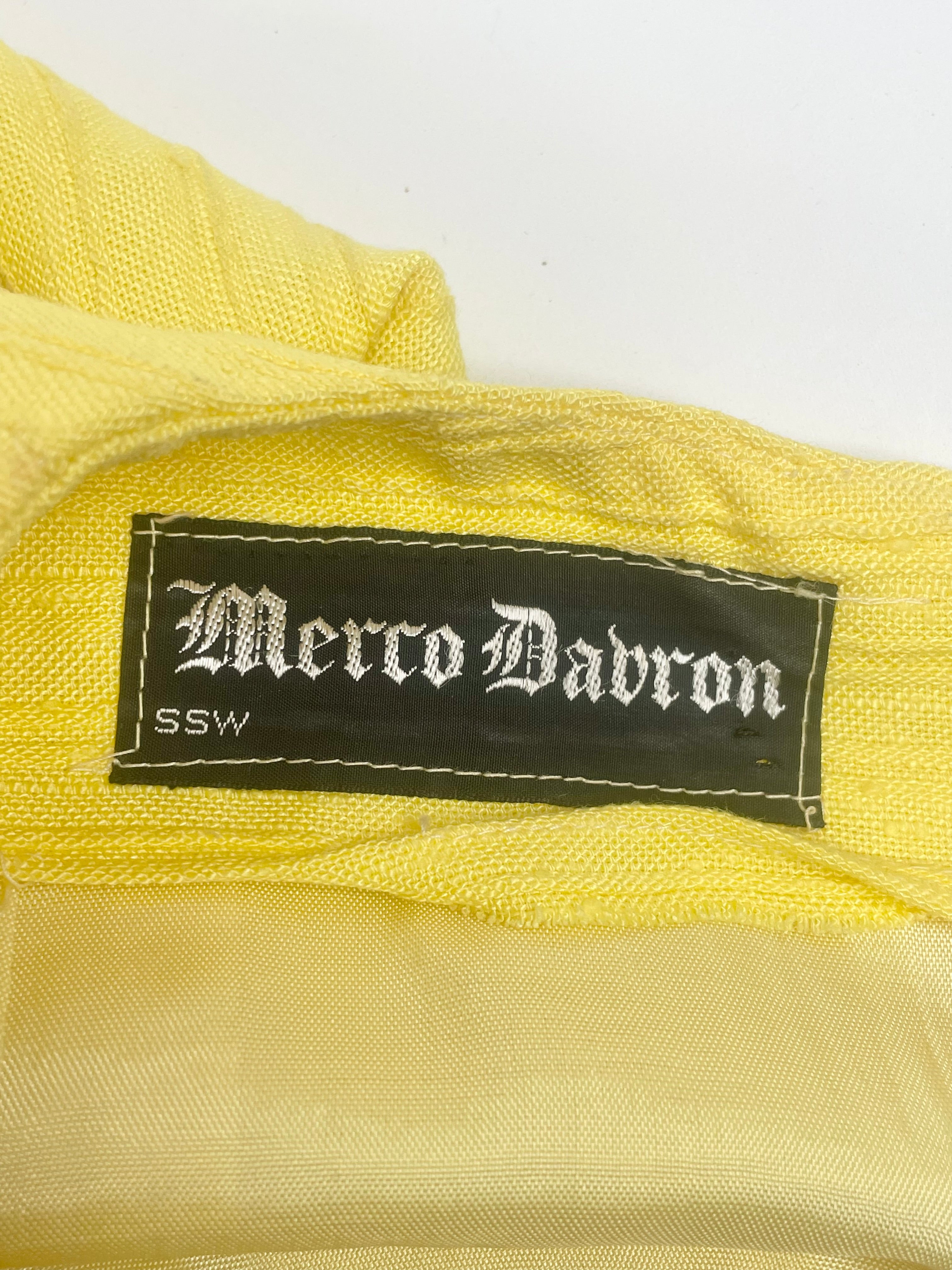 Vintage Merco Davron Canary Yellow Ribbed Coat & Dress Set - AU8
