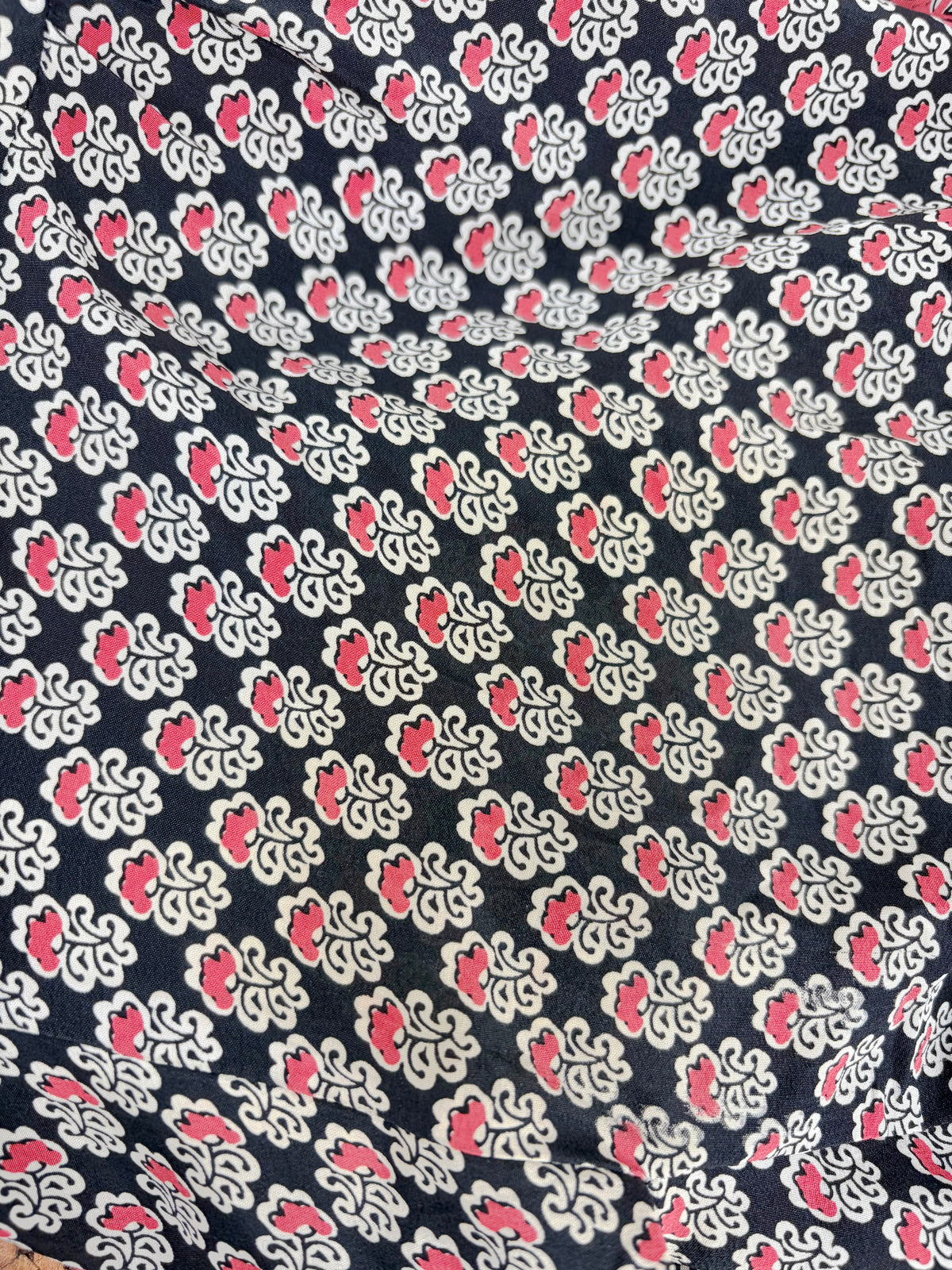 Ulla Johnson Black & Peach Floral Patterned Silk Blouse - AU8/10