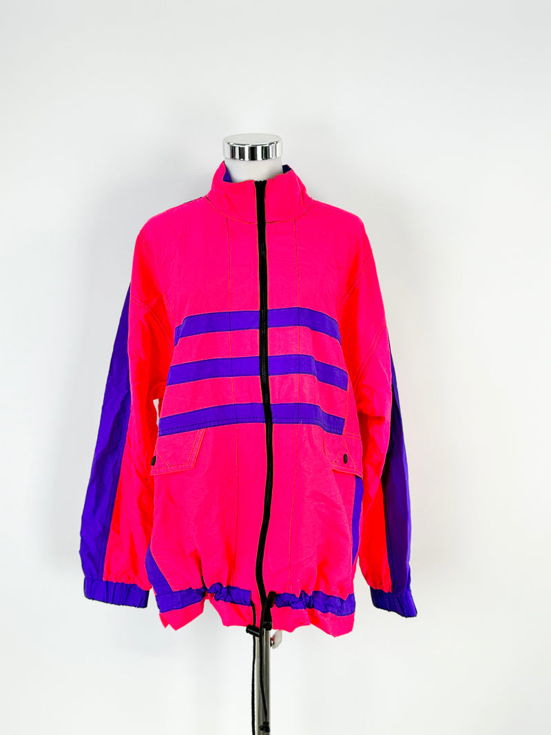 Vintage 80s Bay Club Neon Pink & Purple Running Jacket - AU12/14