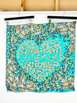 Kenzo Turquoise Floral Silk Scarf