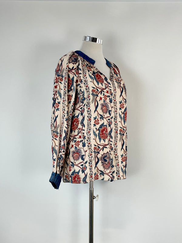 Once Was Fawn & Navy Blue Floral Tunic - AU10