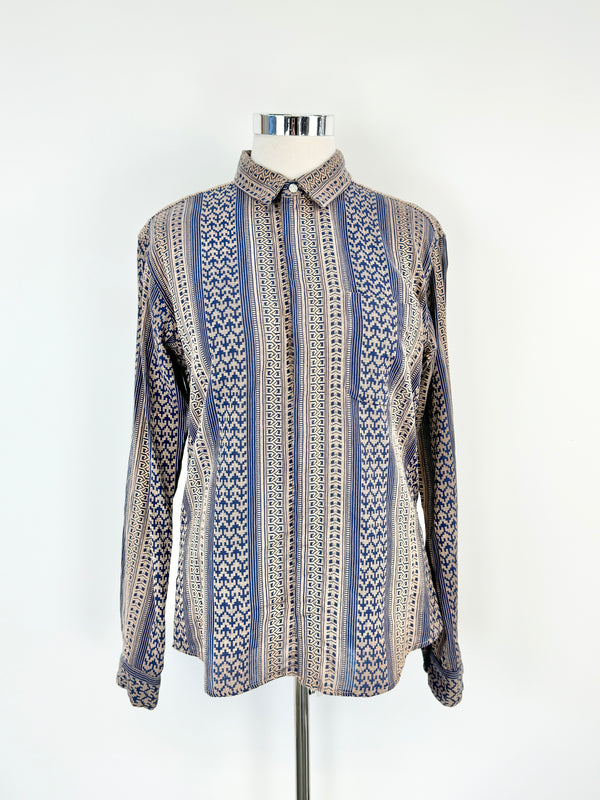 Engineered Garments Blue & Gold Woven Shirt - L