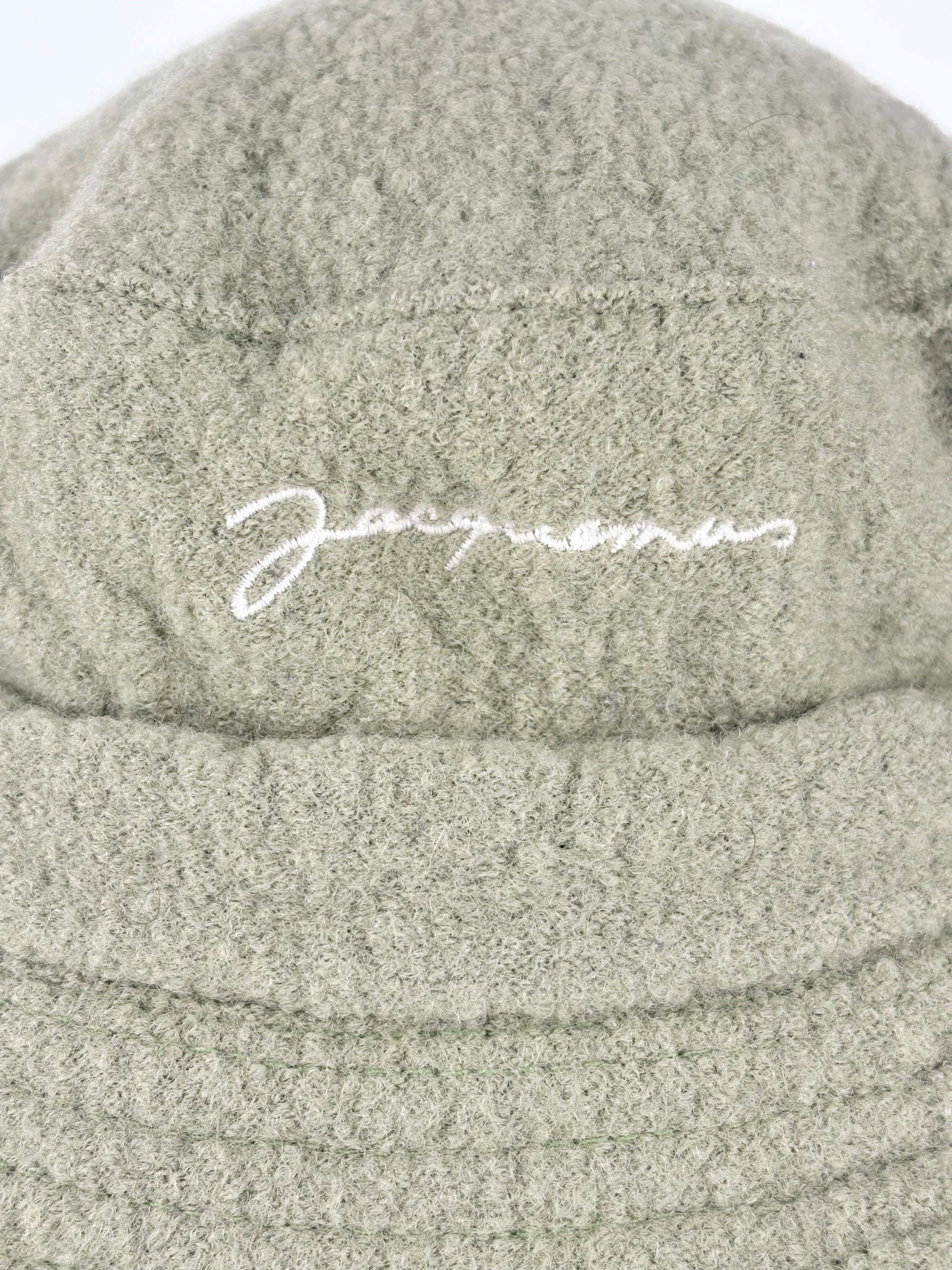 Jacquemus Sage Green Felted Drawstring Bucket Hat