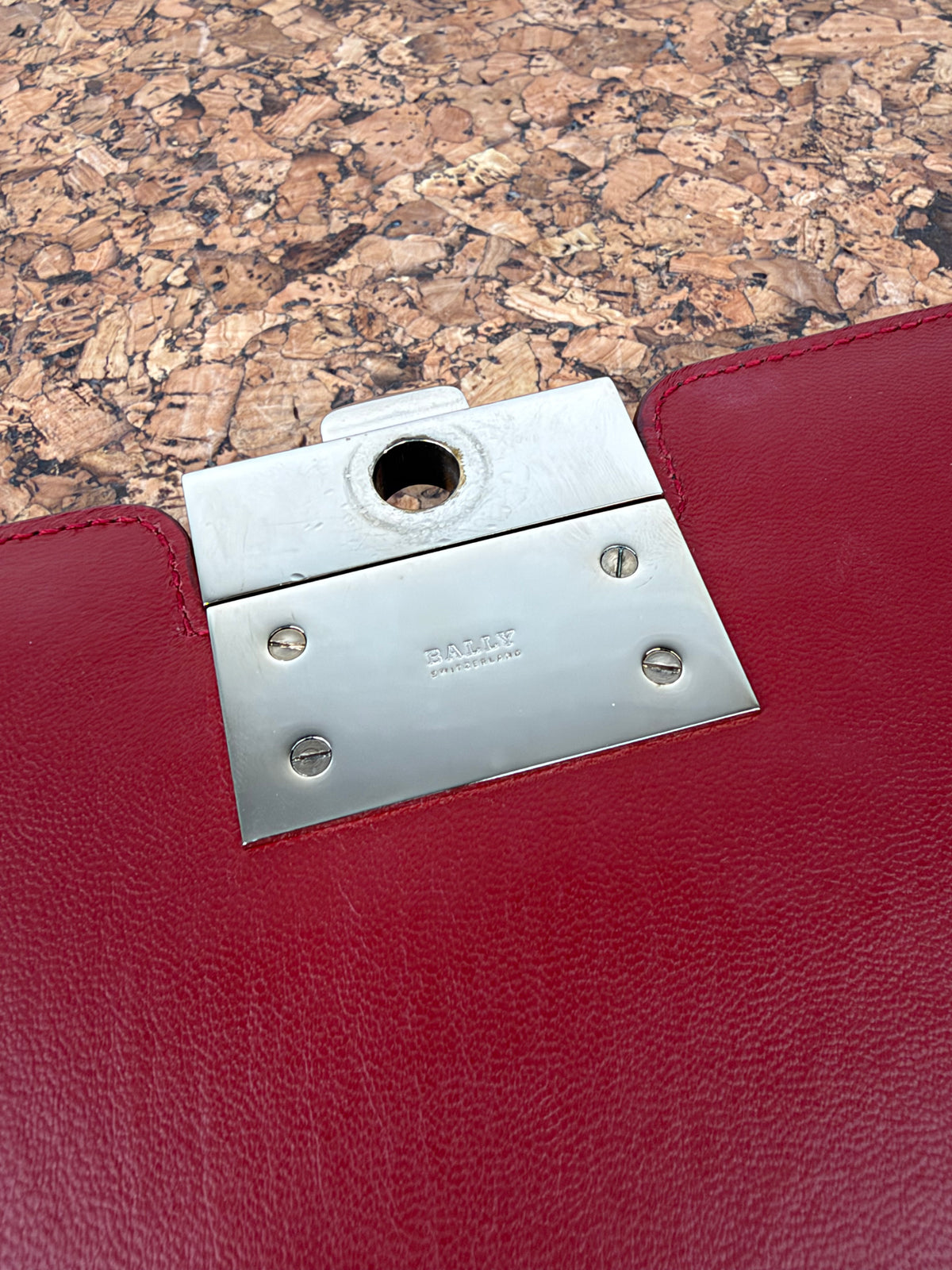 Bally Black & Red Smooth Leather Cross Body Bag