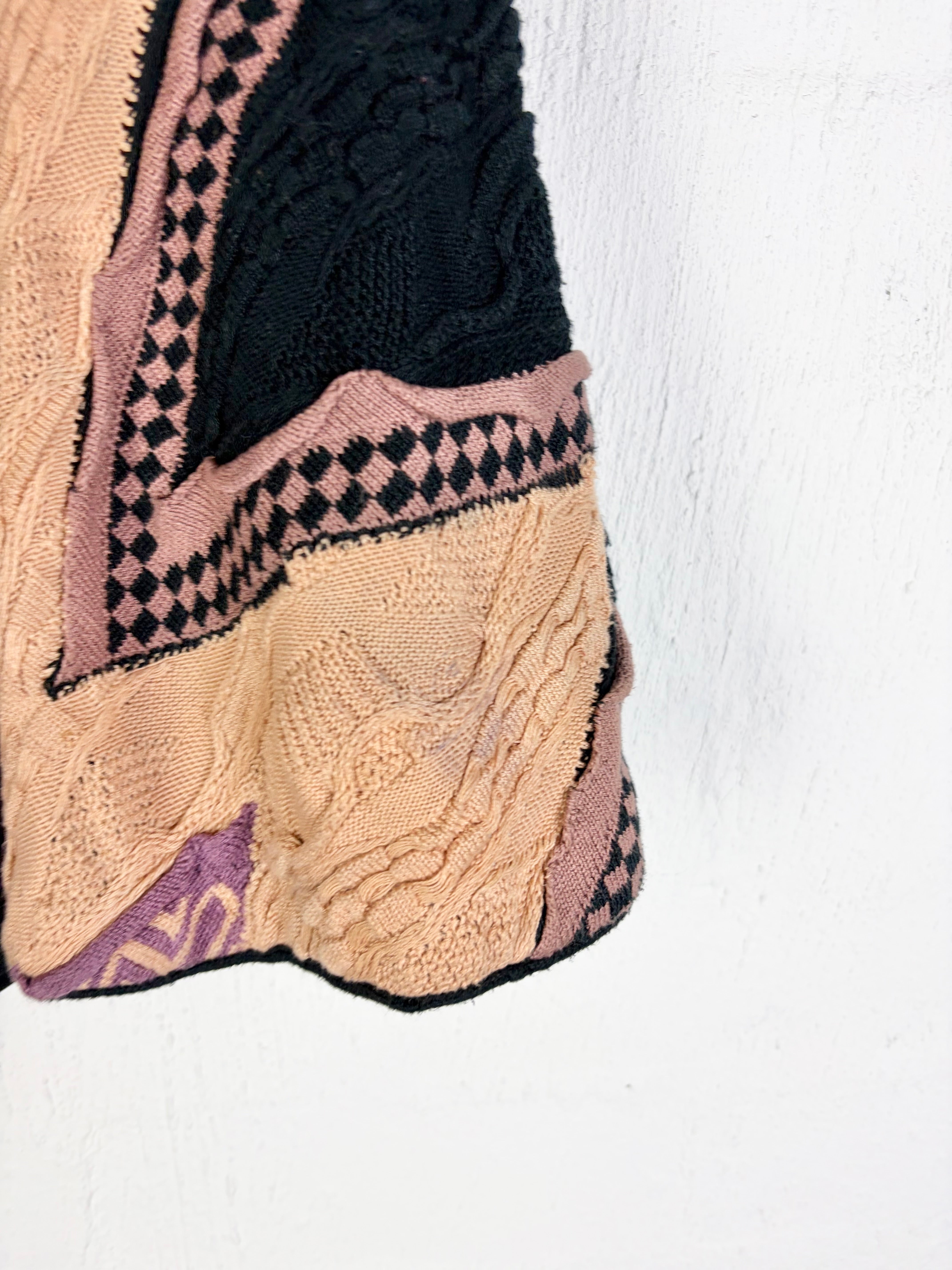 Vintage Coogi Taupe, Purple Cream & Black 3D Poncho - AU12/14