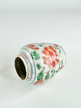 Antique Red & Green Hand Painted Floral Vase
