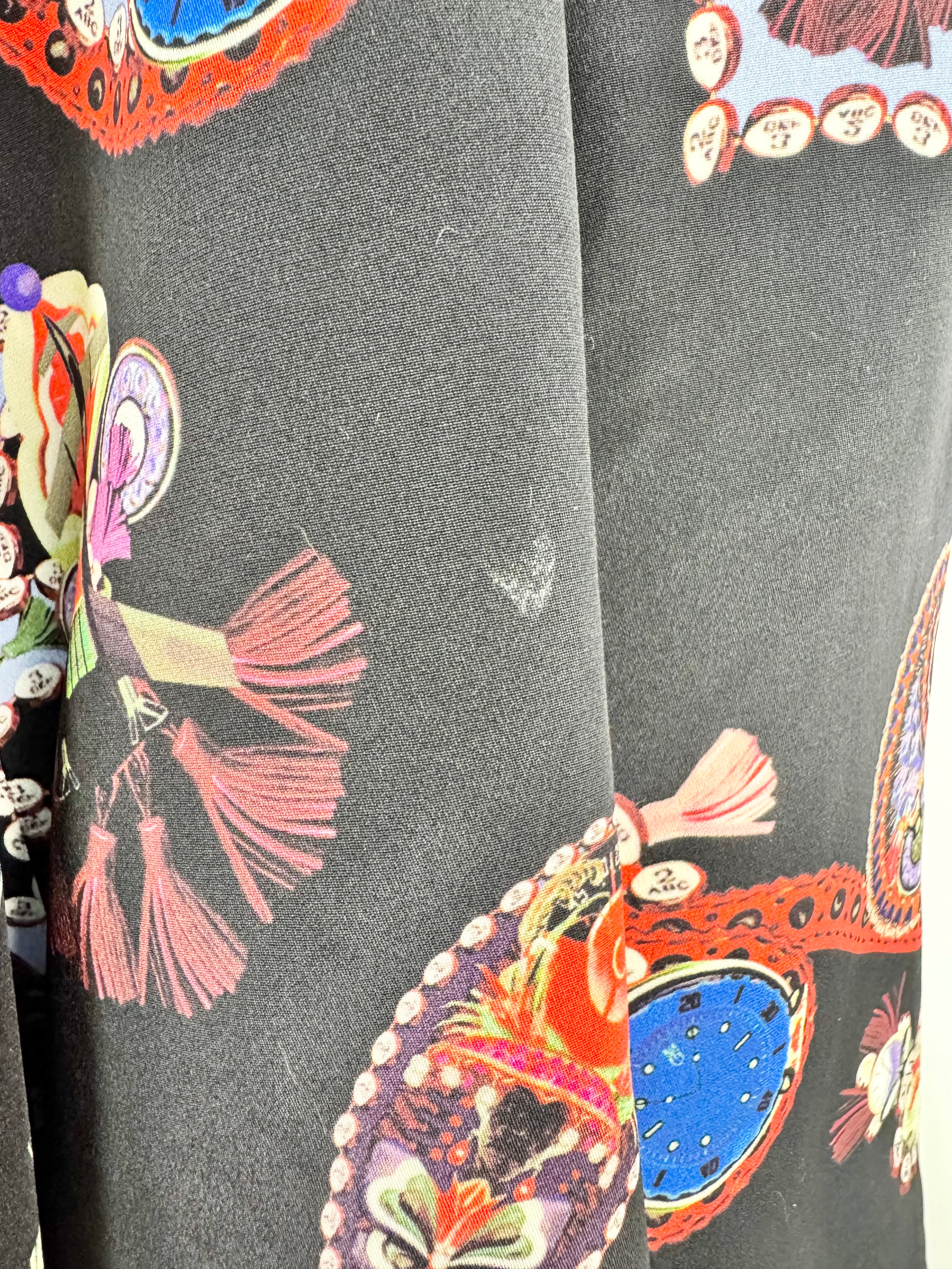 Mary Katrantzou Black Silk Paisley Patterned A-Line Dress - AU10