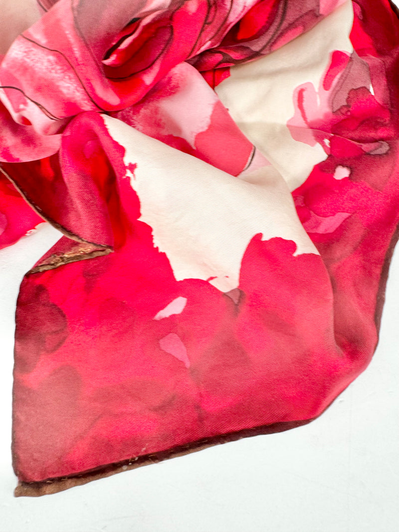 Fleurs d'Epoque Rose Pattern Silk Scarf