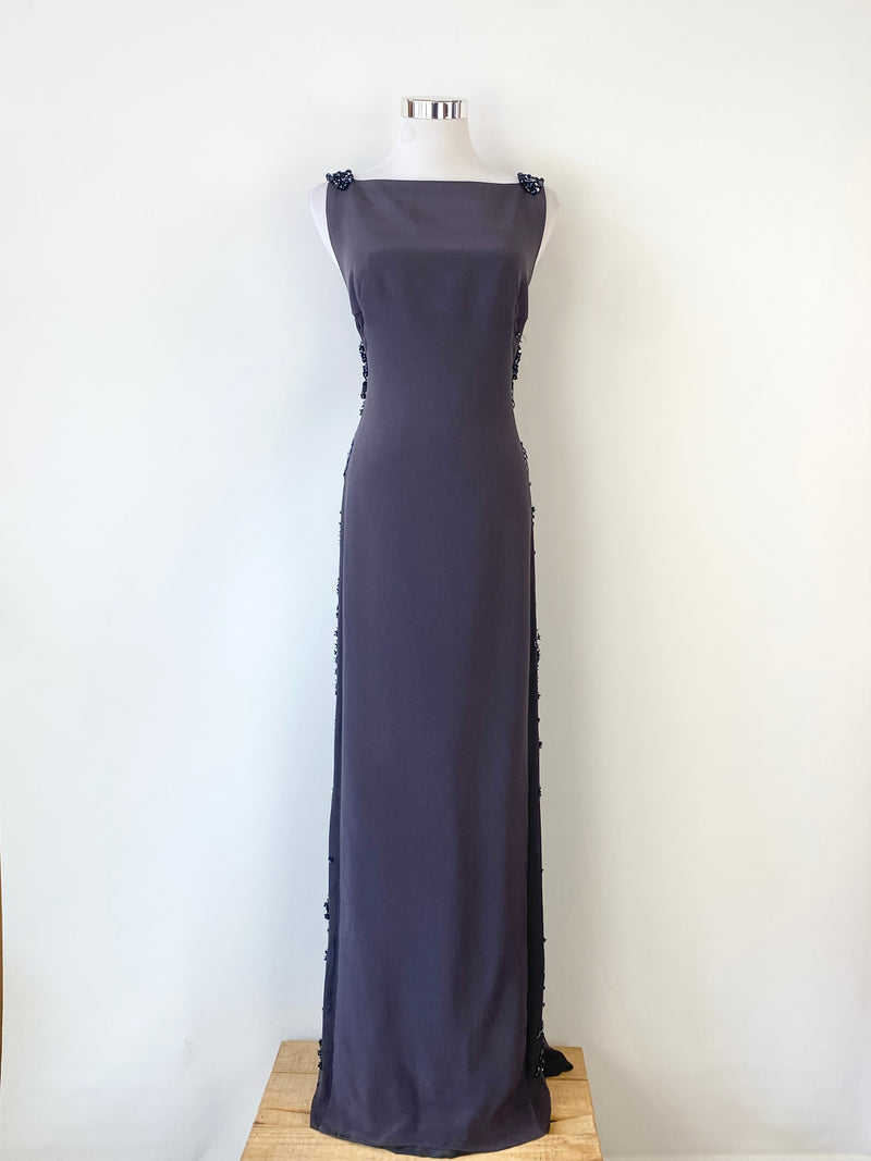 Medwin Sheer Panel Beaded Maxi Dress - AU10