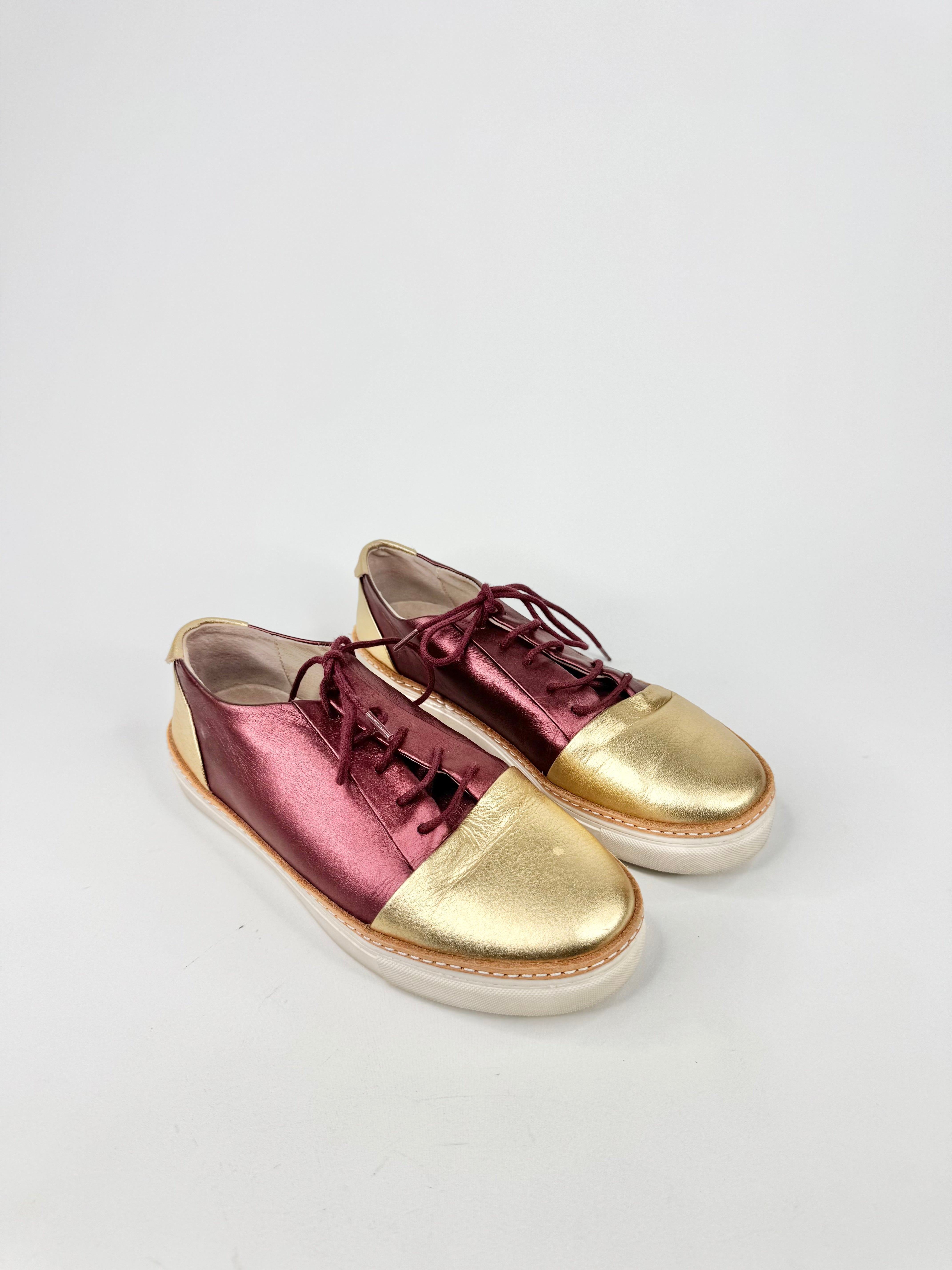 Gorman Metallic Red & Gold Lace Ups - EU36