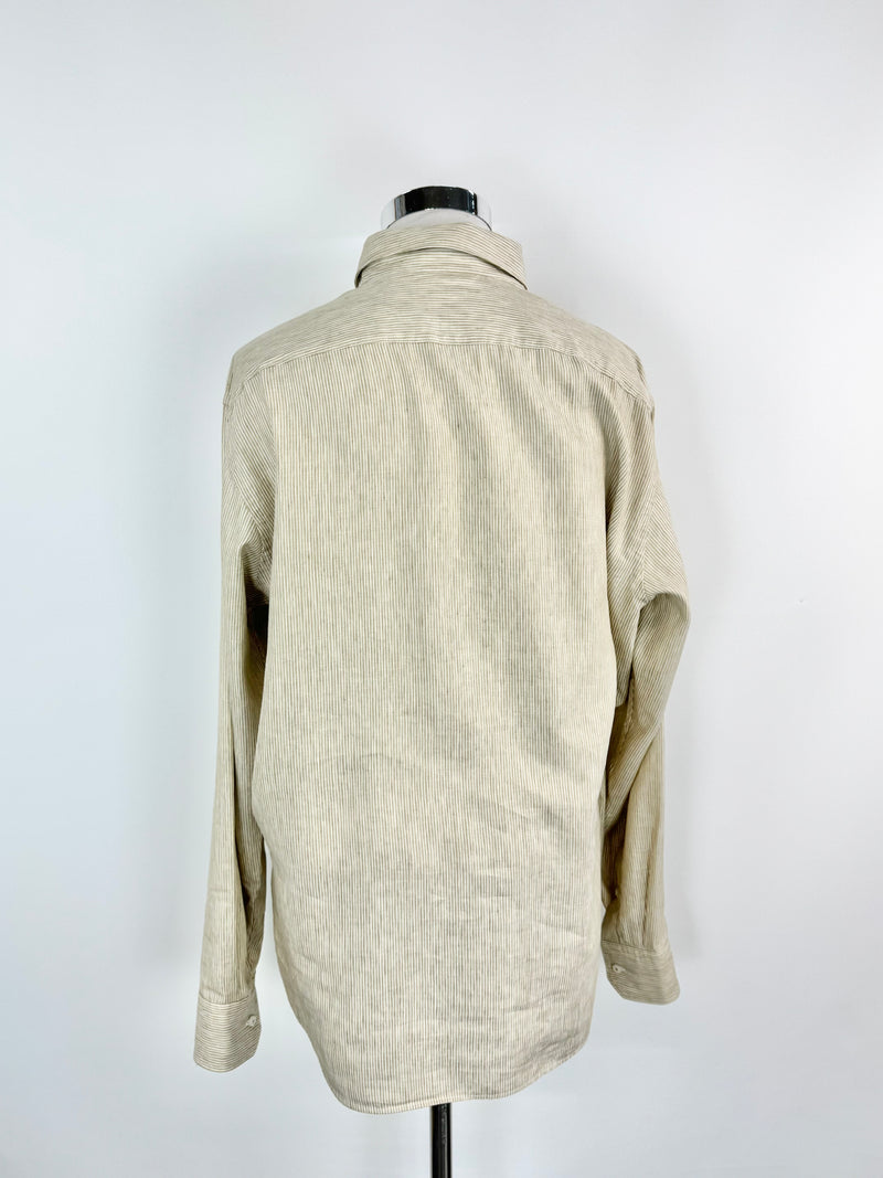 Boss Responsible Wheat & White Linen Striped Shirt - XXL