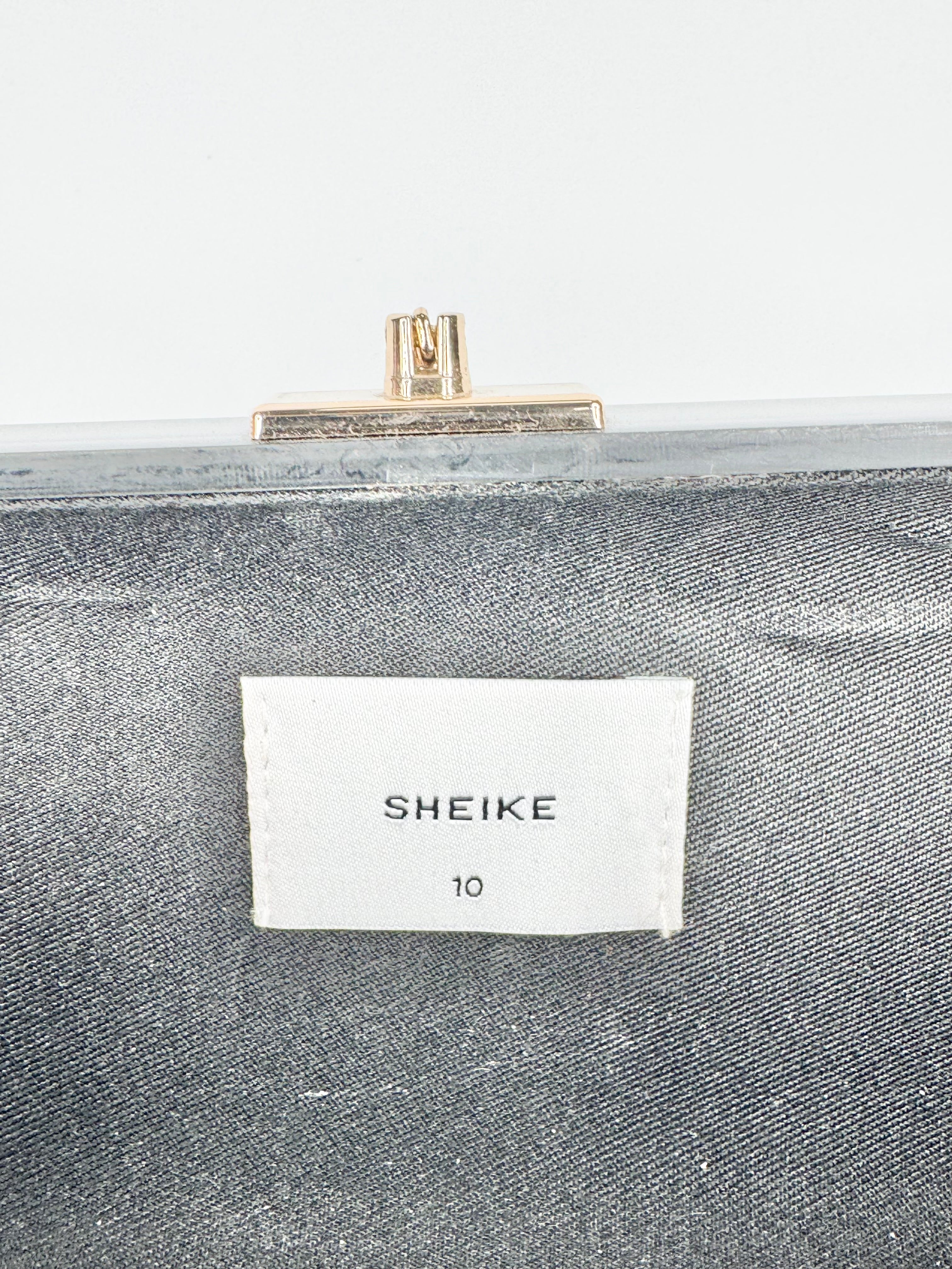 Sheike Grey Metallic Marbled Hard Clutch