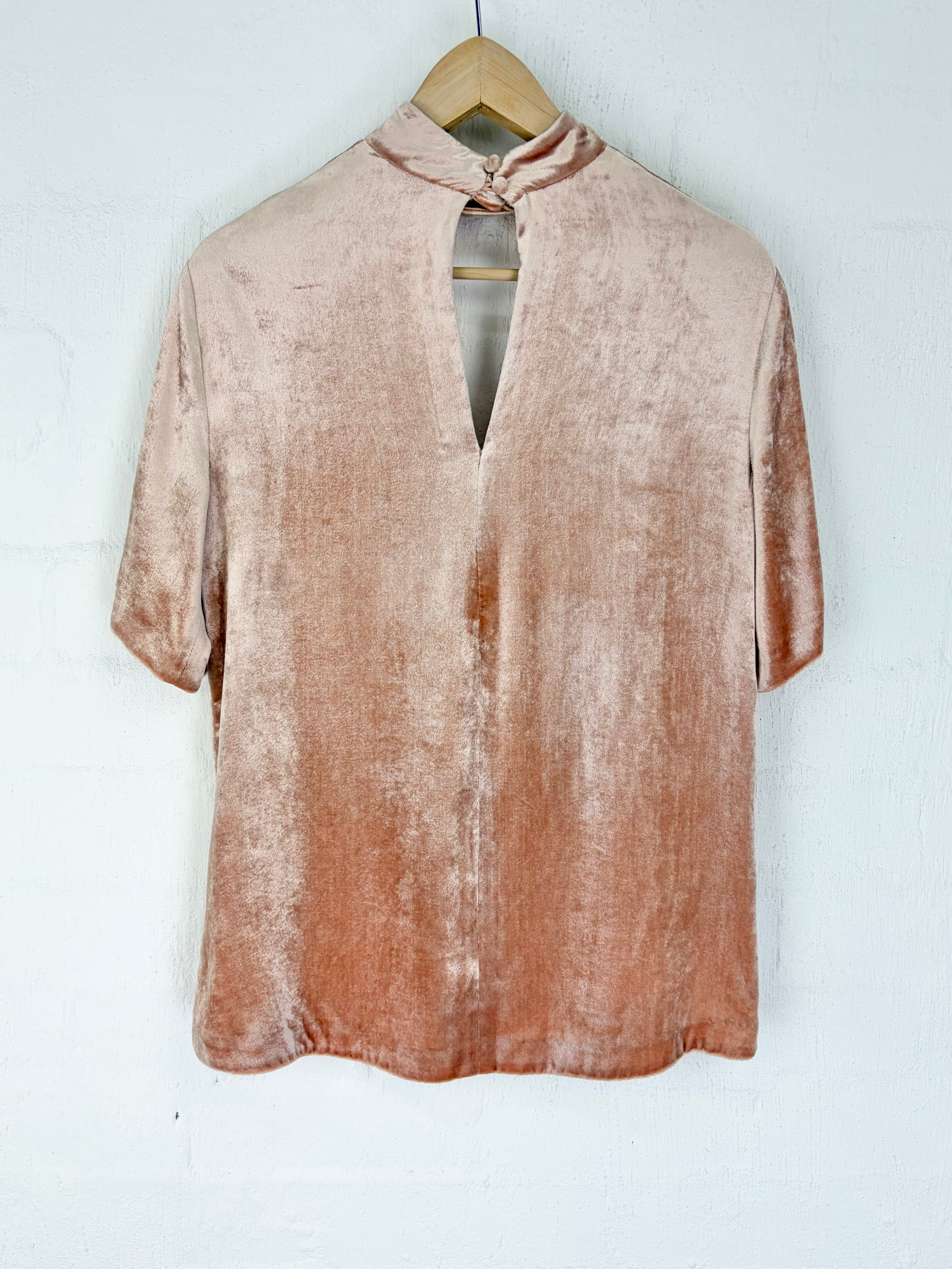 A.L.C Apricot Velvet V-Neck Top - AU12/14