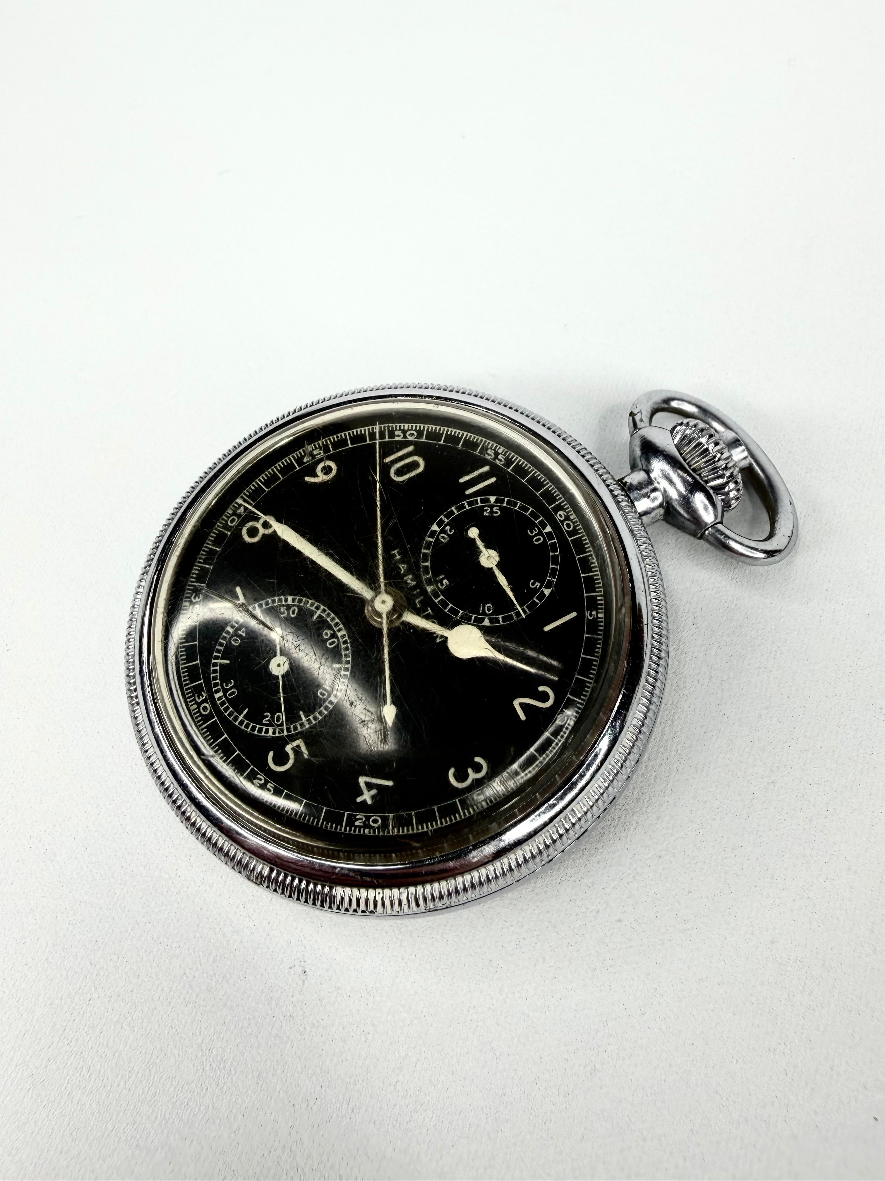 Vintage Hamilton Model 23 Military Chronograph Pocket Watch