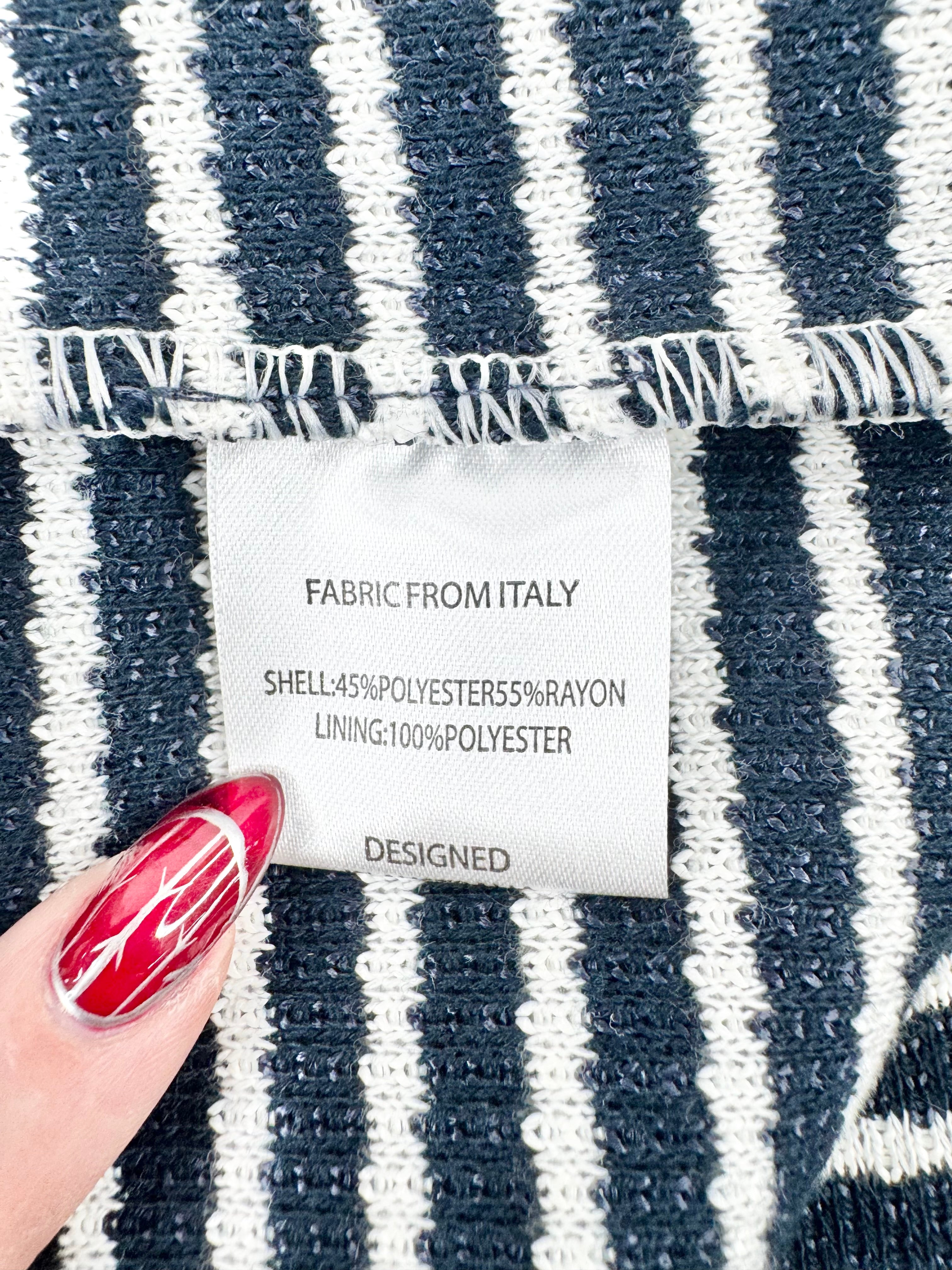 Shona Joy Navy & White Weave Spaghetti Strap Dress - AU6