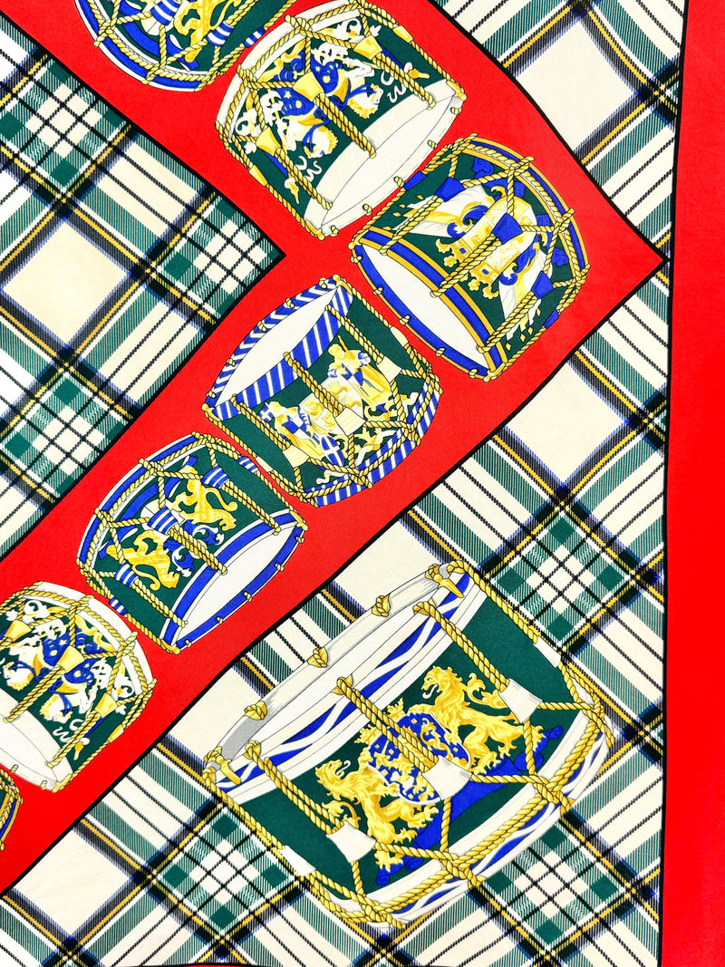 Pringle Cream, Crimson & Tartan Silk Scarf