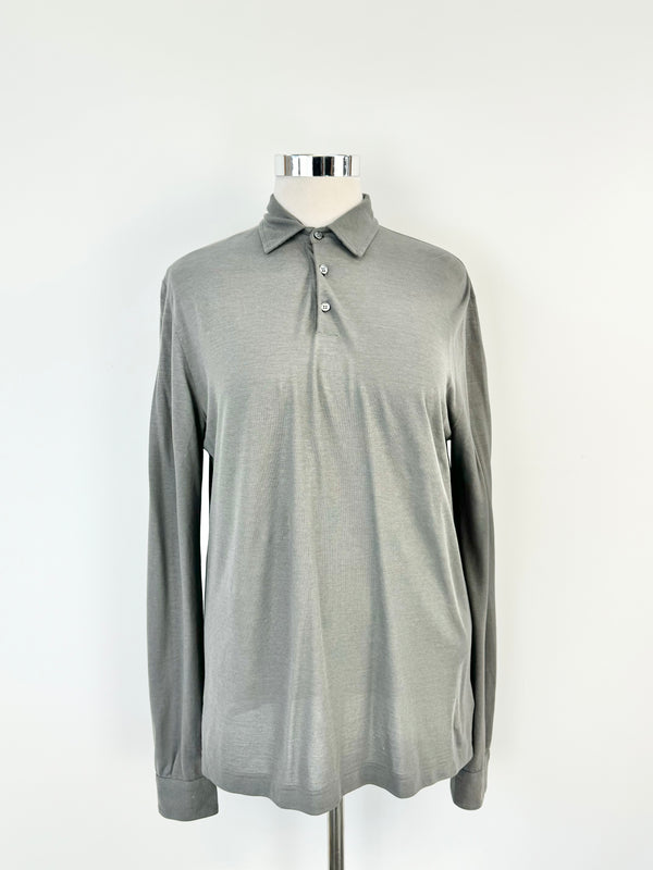 Zanone Stone Grey Polo Top - M
