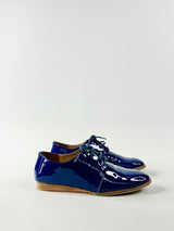 Elk Prussian Blue Patent Leather Lace Ups - EU36