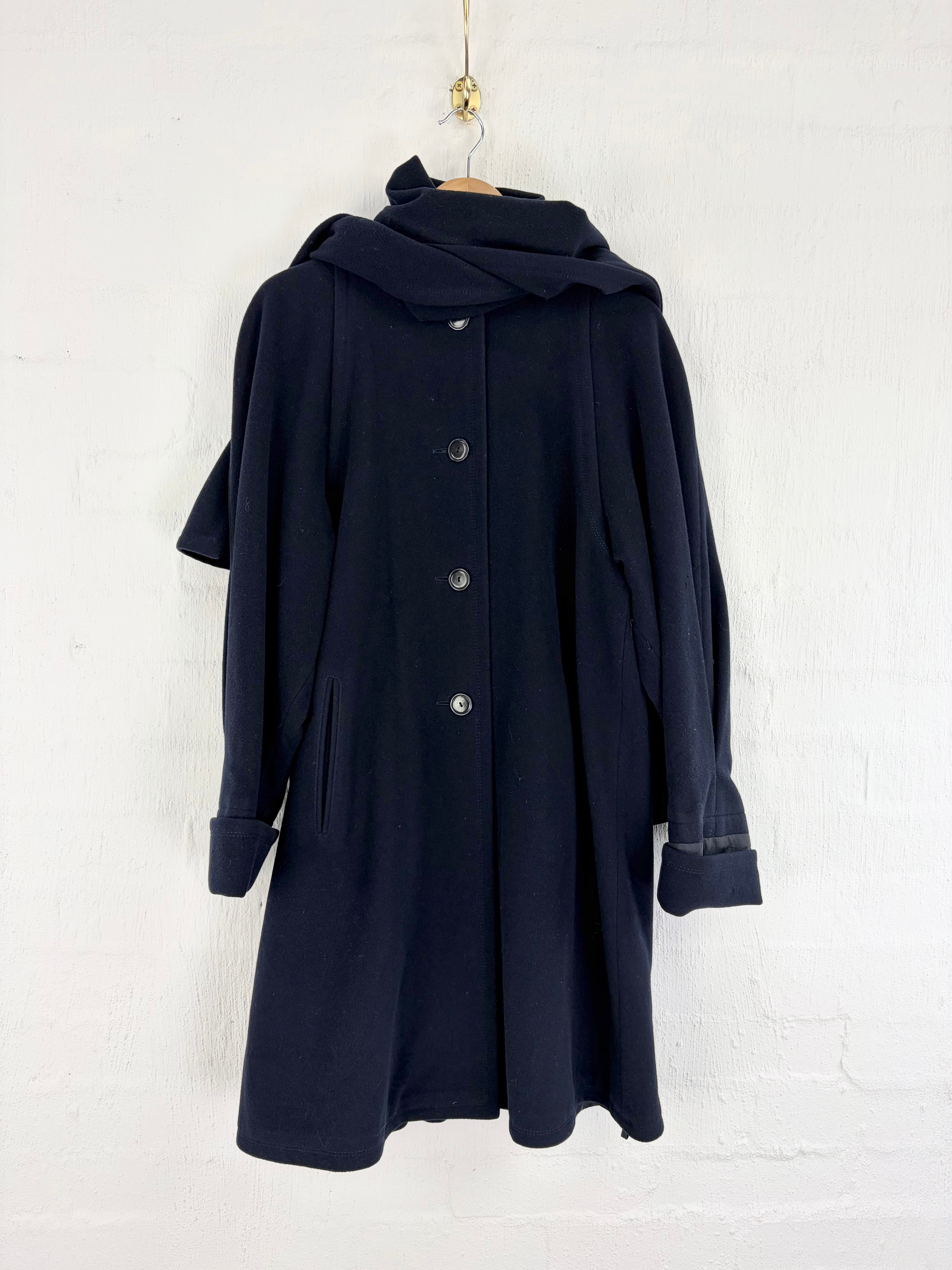 Vintage Louis Feraud Navy Wool & Cashmere Swing Coat - AU12
