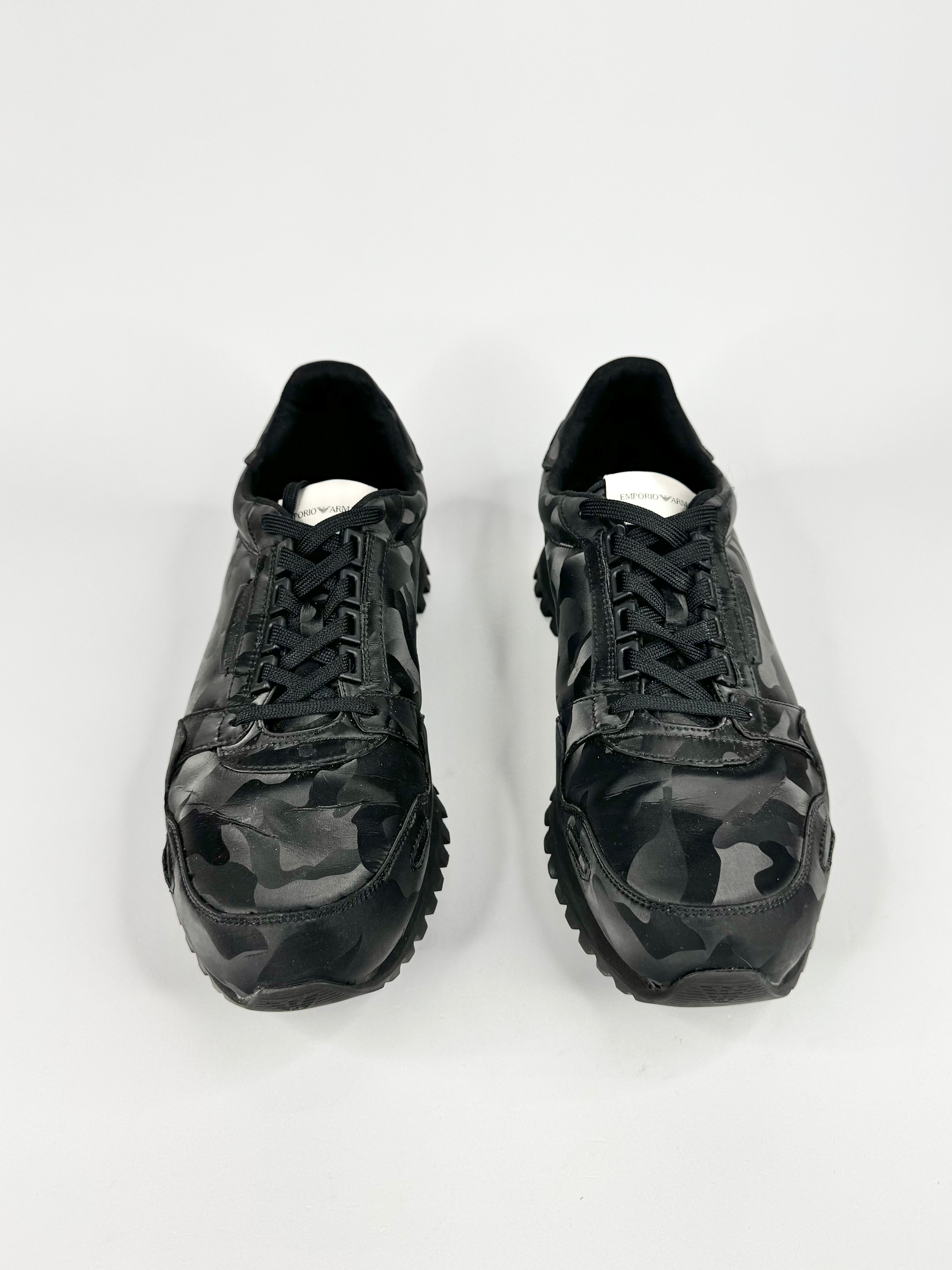 Emporio Armani Black Camo Pattern Sneakers -  EU45