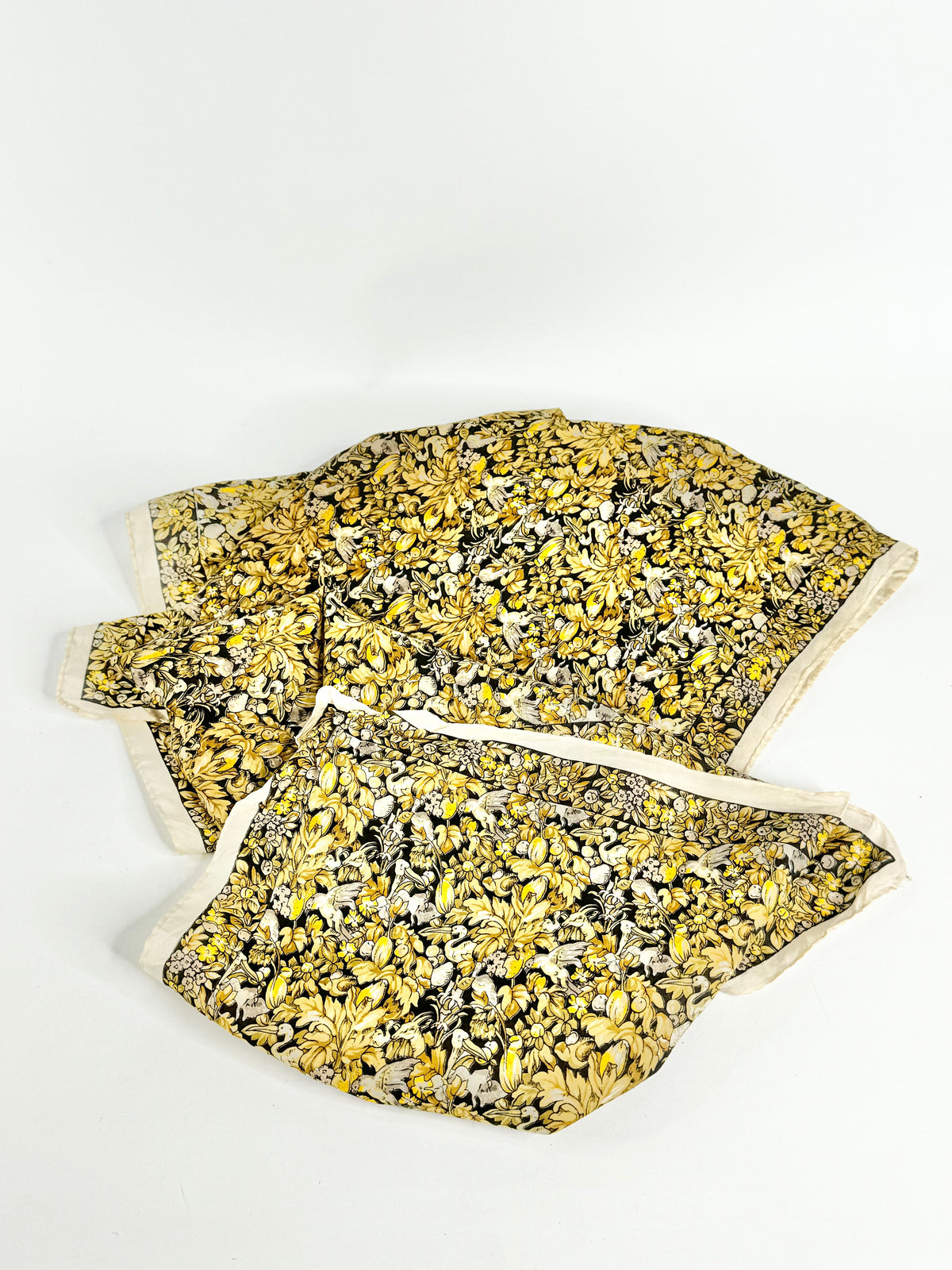 Vintage Pure Silk Black & Yellow Scarf