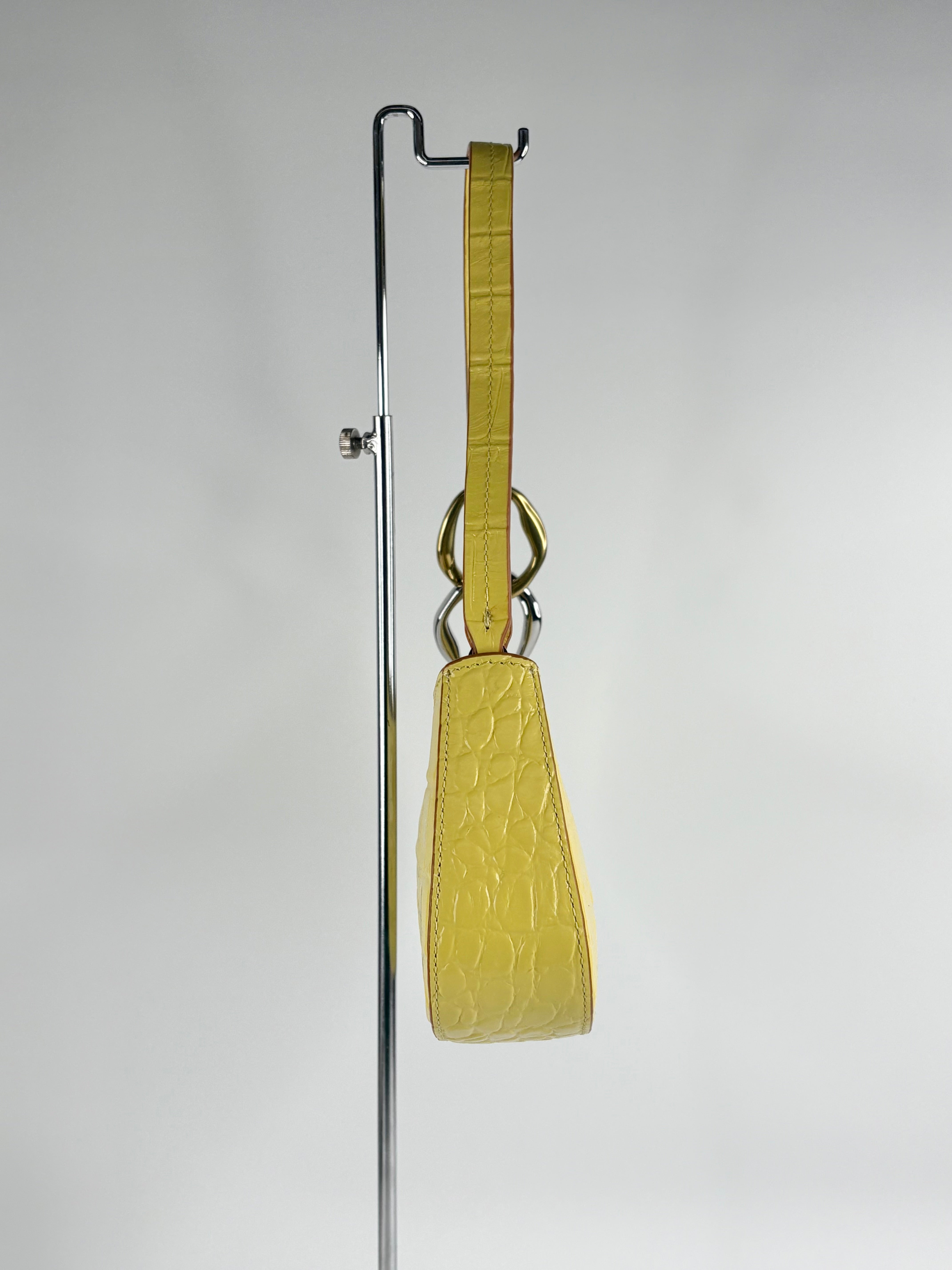 Staud Lemon Yellow Croc-Embossed Leather 'Ollie' Mini Bag