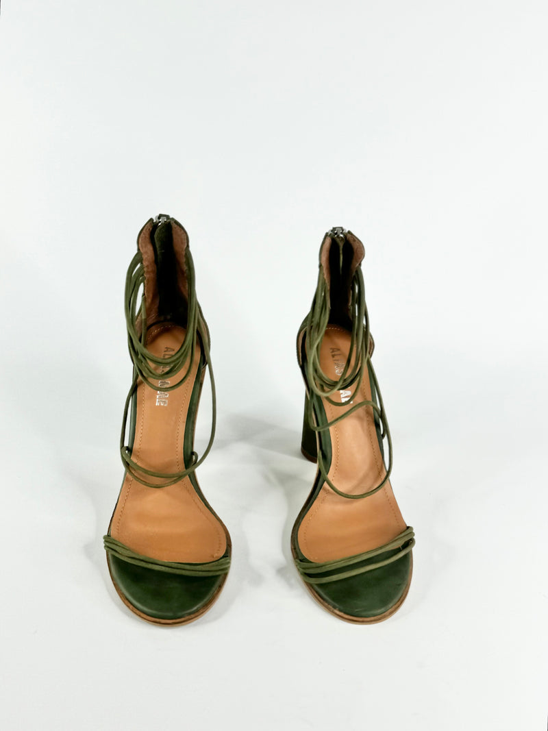 Alias Mae Crocodile Green Leather Pumps - EU39