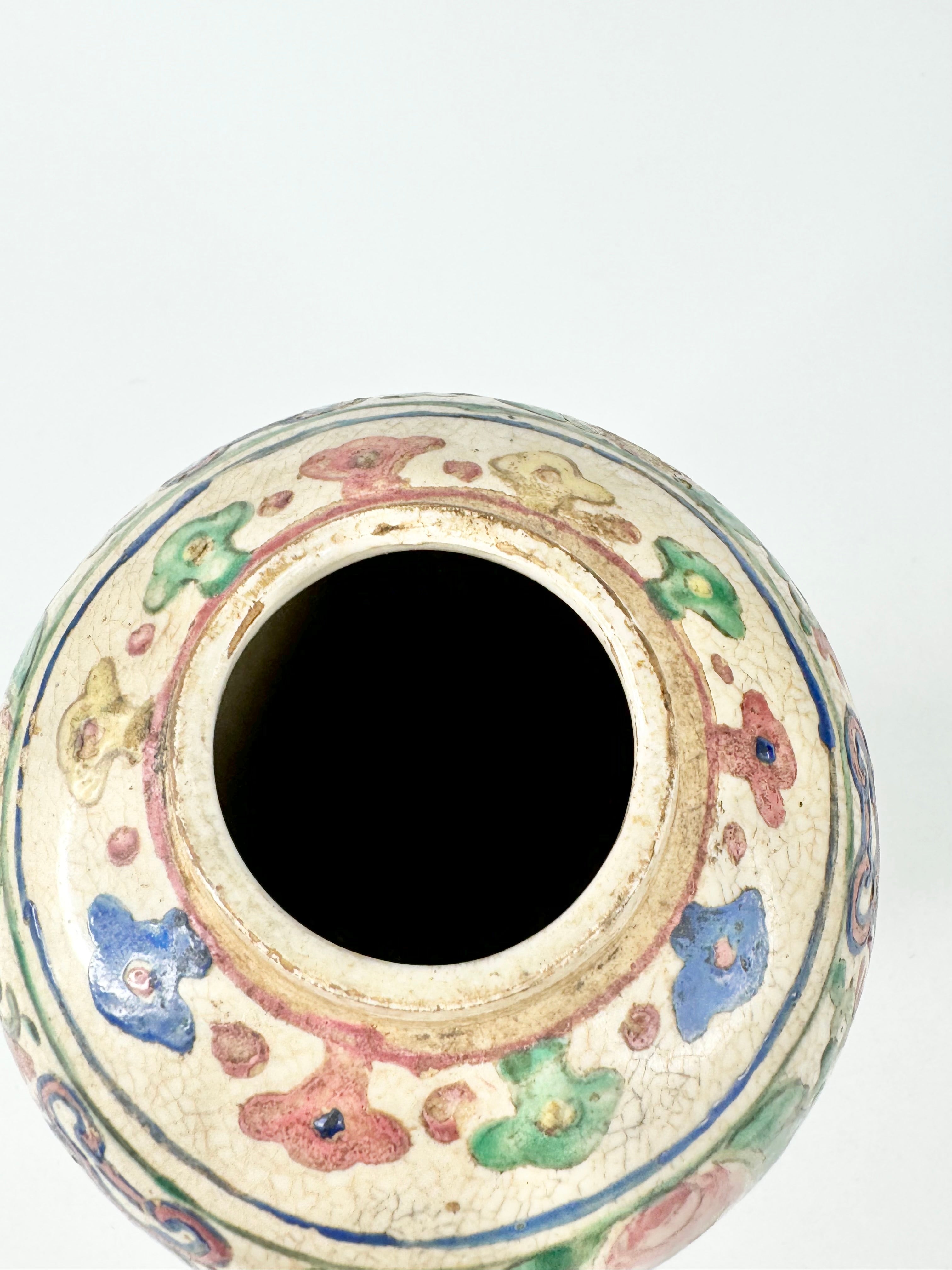 Antique Hand Painted Tall Floral Porcelain Vase